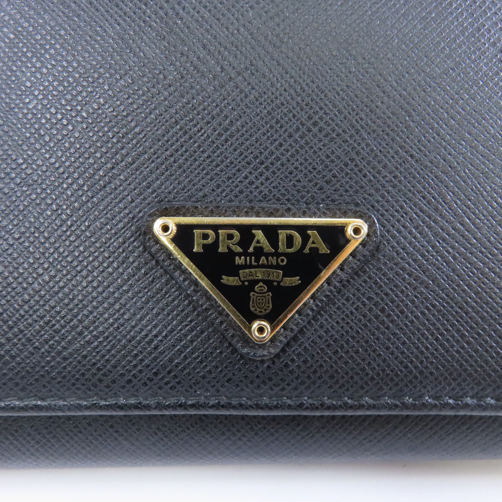 PRADA 牛皮皮革Long Wallet金扣長錢包黑色