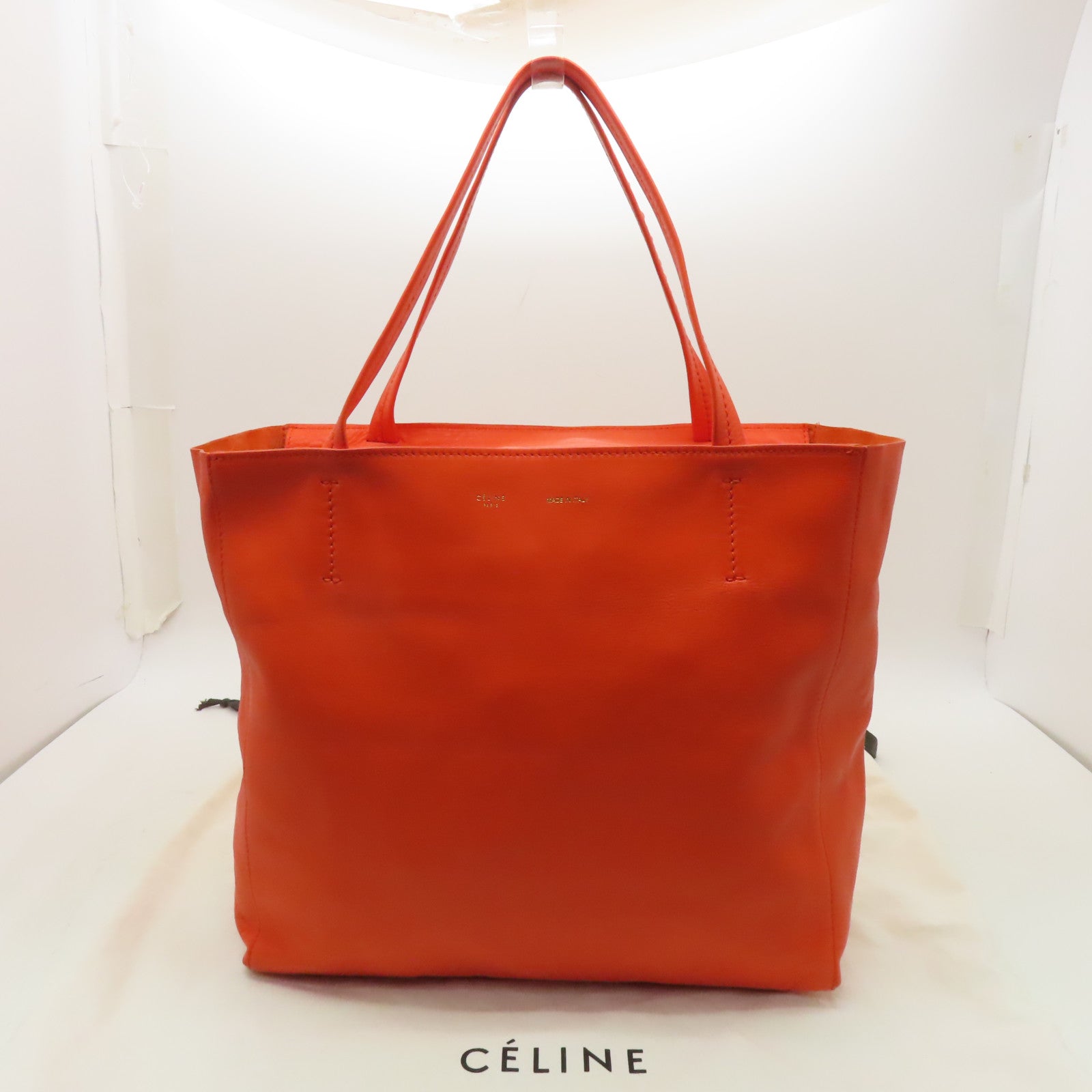 CELINE 【激減優惠】羊皮皮革Shoulder Bag金扣肩背袋橙色