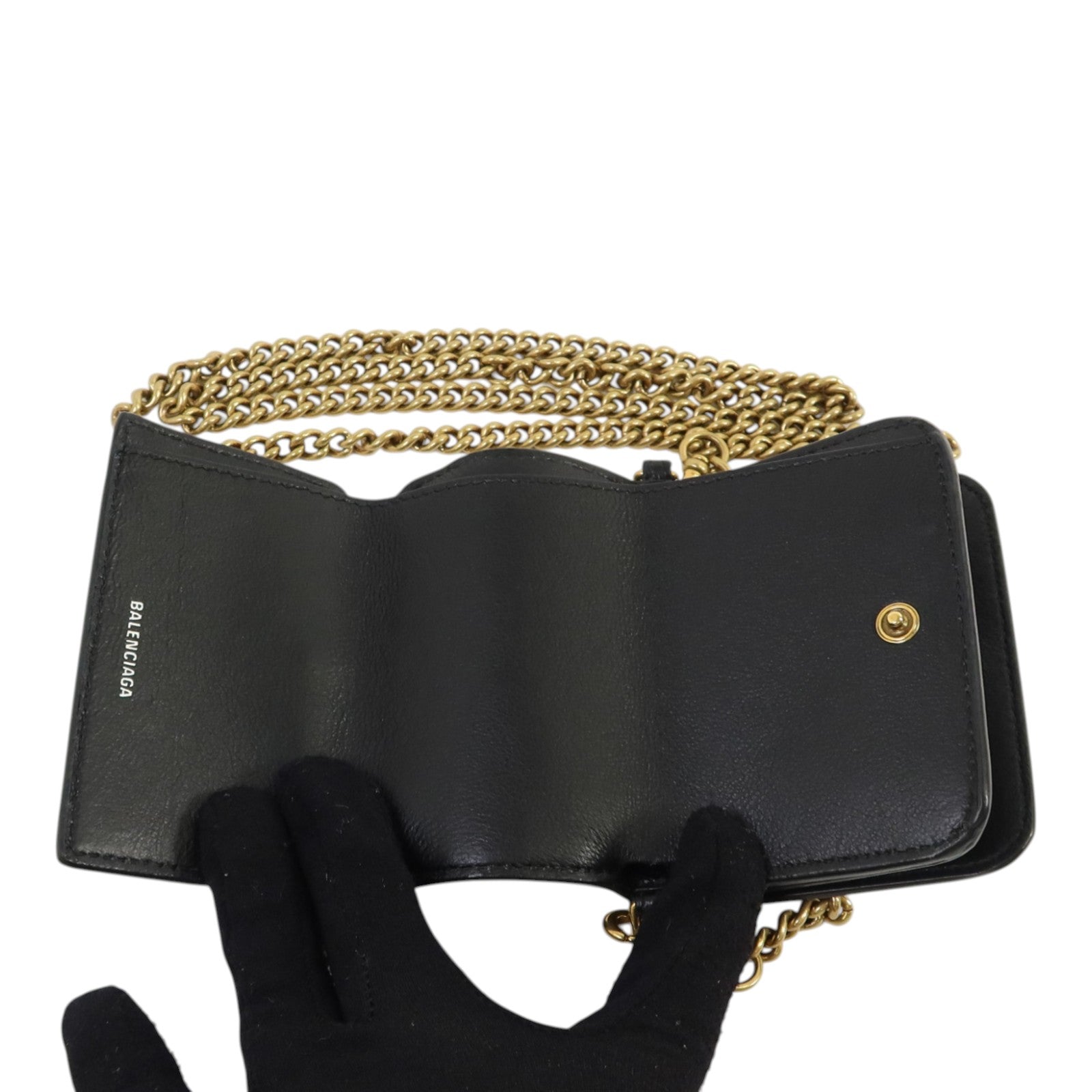 BALENCIAGA 牛皮皮革Mini Wallet on Chain金扣鏈帶肩背袋