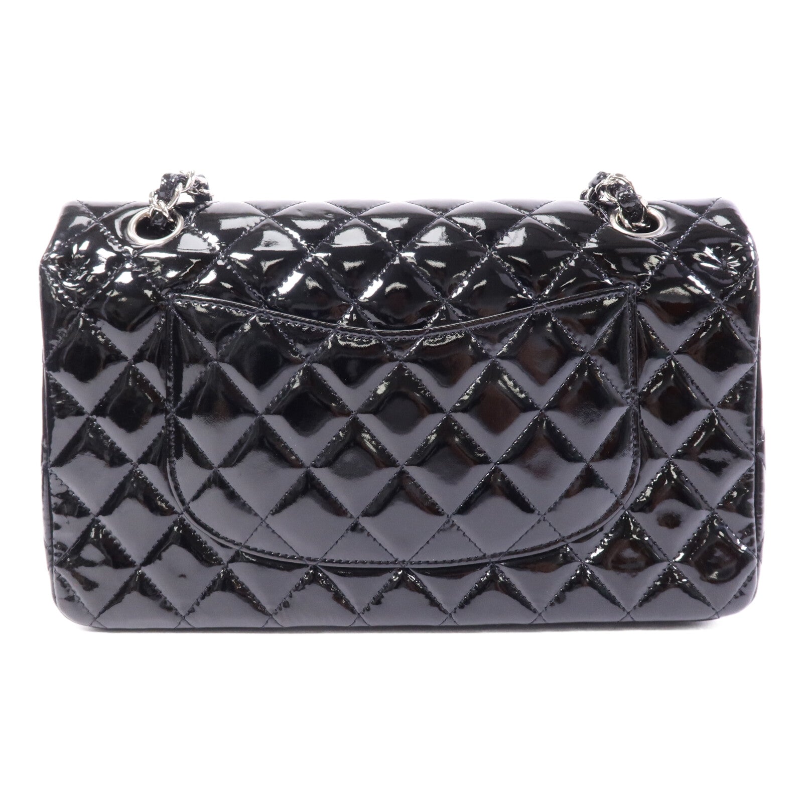 CHANEL 漆皮皮革Classic 25銀扣鏈帶肩背袋