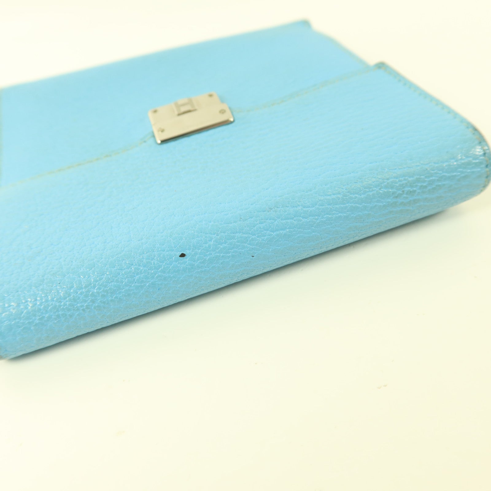 HERMES Chevre皮革Clic 12 Wallet錢包Celeste