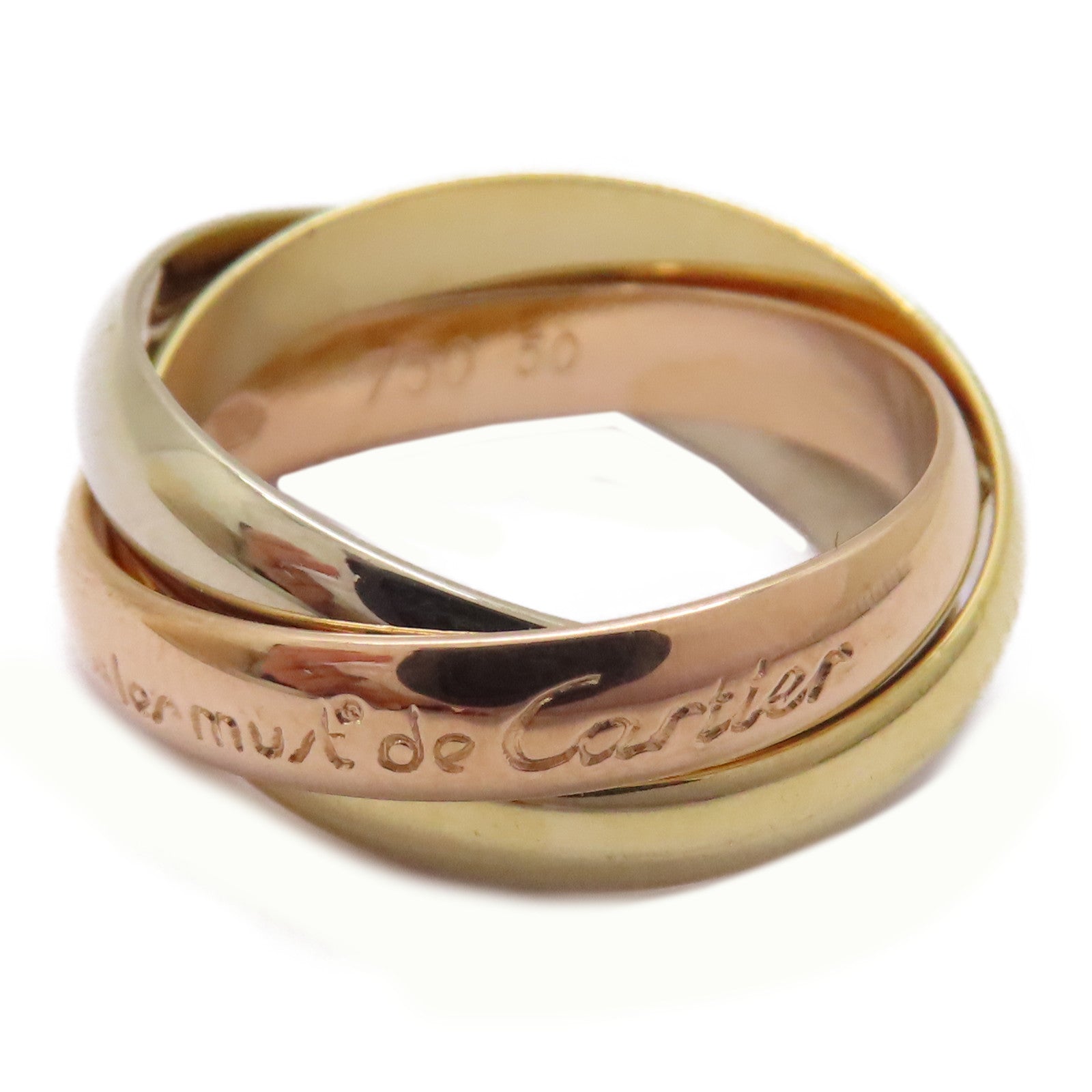 CARTIER 【激減優惠】18K黃金/白金/玫瑰金Trinity Ring戒指US#5.25/Cartier#50