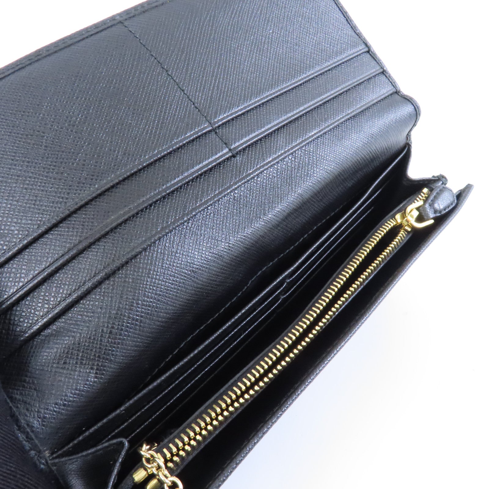 PRADA 牛皮皮革Long Wallet金扣長錢包黑色
