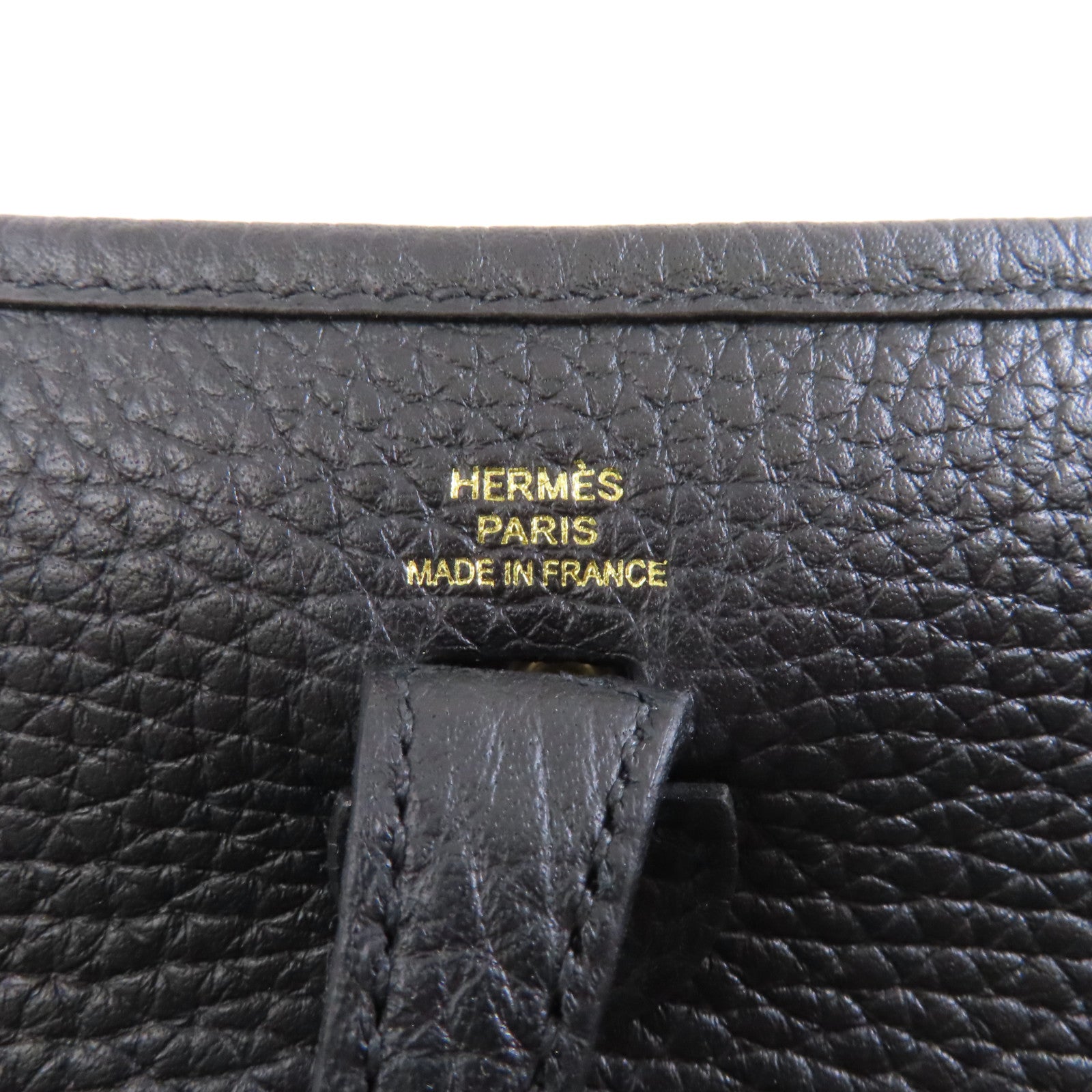 HERMES Clemence皮革Evelyne TPM金扣肩背袋Noir黑色