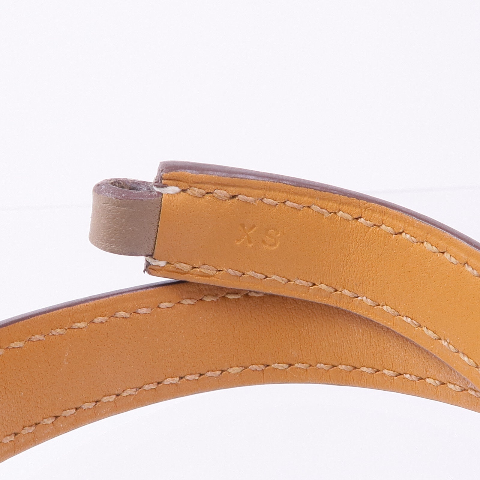 HERMES Swift皮革Rivale Double Tour銀扣手帶Etoupe