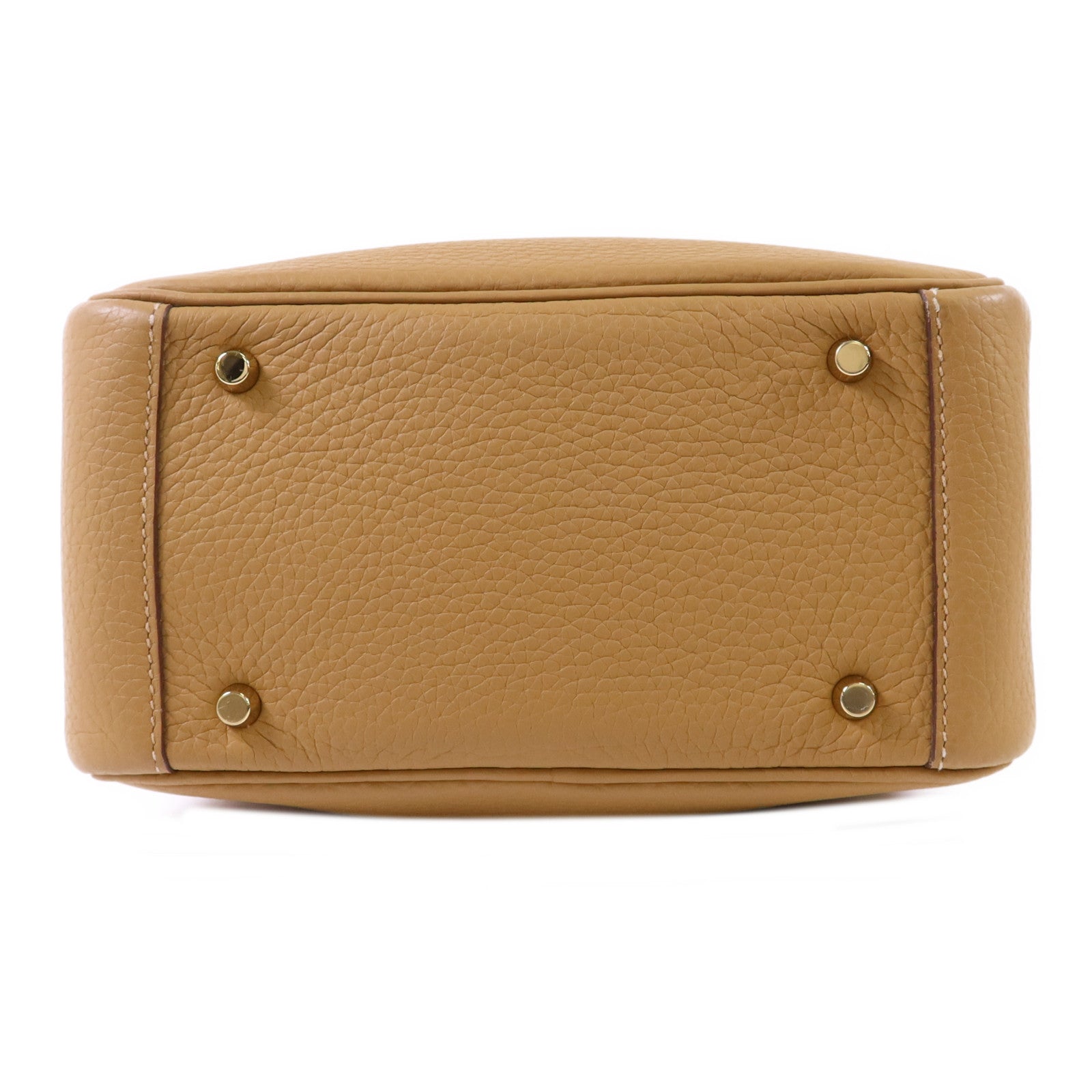 HERMES Clemence皮革Mini Lindy金扣手挽肩背兩用袋Biscuit