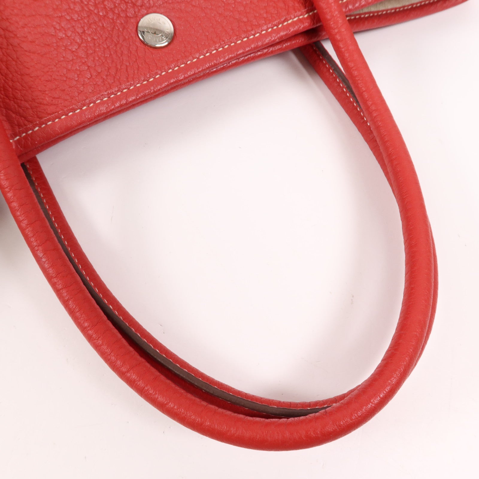 HERMES Negonda皮革Garden Party PM銀扣手挽袋Rouge Casaque