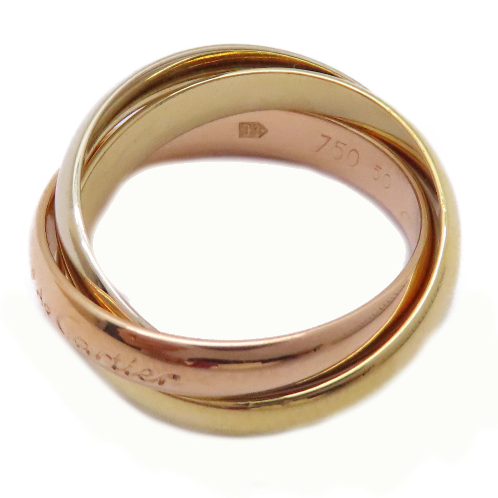 CARTIER 【激減優惠】18K黃金/白金/玫瑰金Trinity Ring戒指US#5.25/Cartier#50