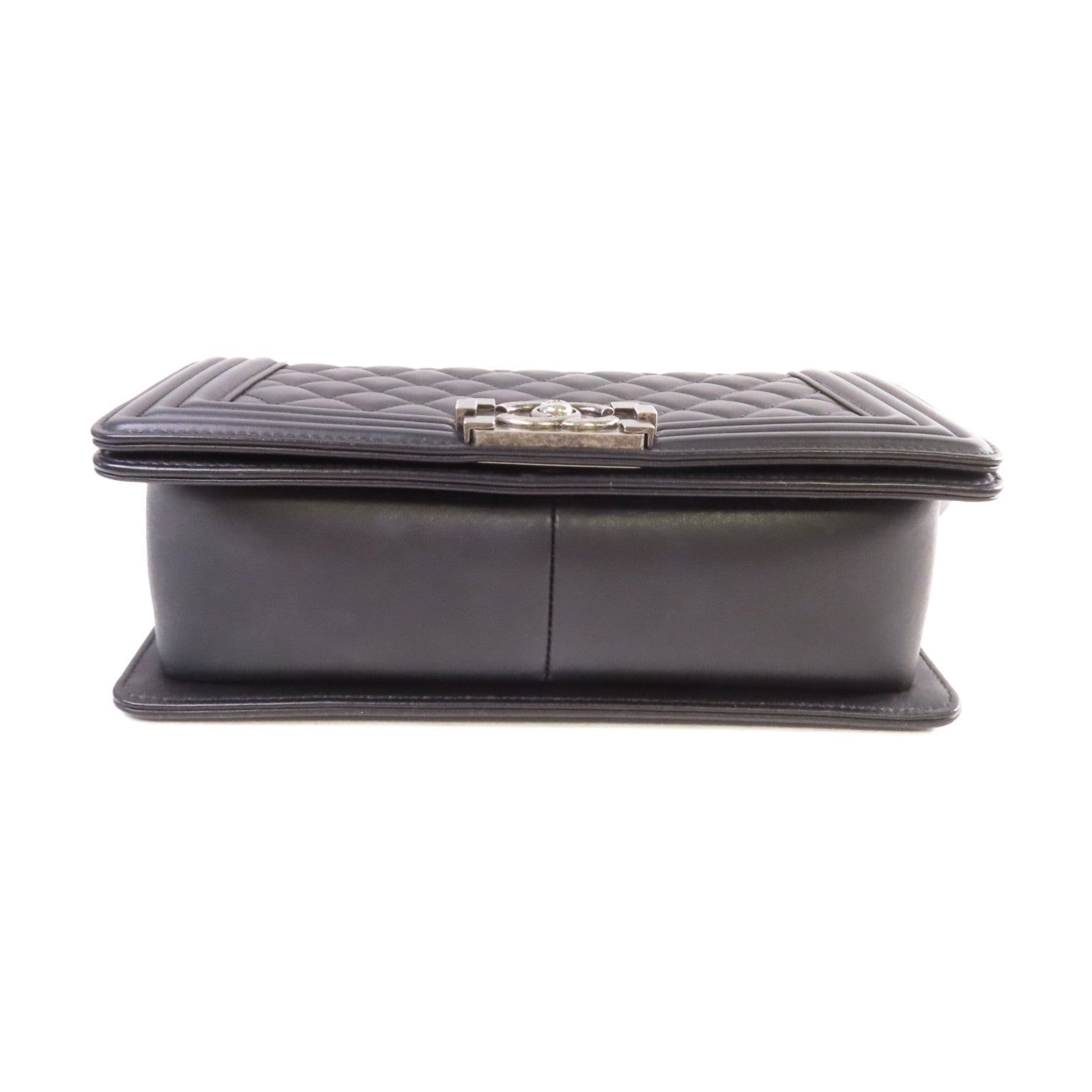 CHANEL 【激減優惠】菱格牛皮皮革Boy Chanel Chain Shoulder Bag銀扣鏈帶肩背袋黑色
