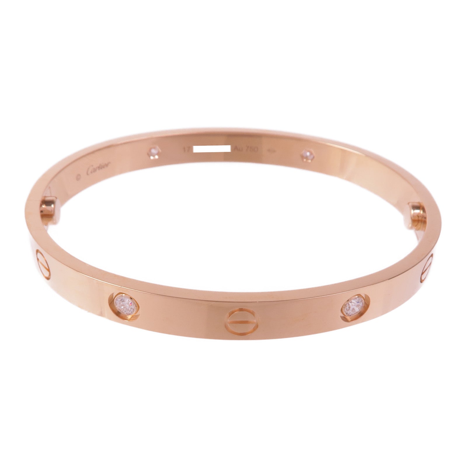 CARTIER 18K玫瑰金Love Bracelet 4P Diamond鑽石手鐲Cartier#17