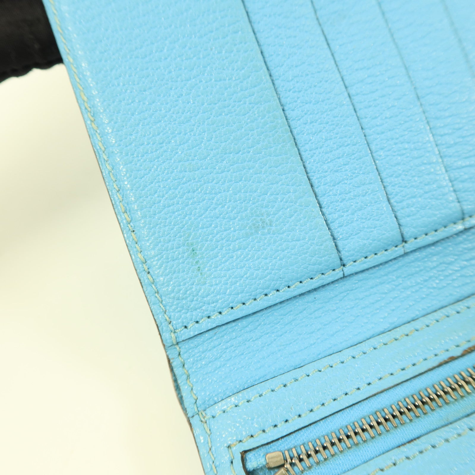 HERMES Chevre皮革Clic 12 Wallet錢包Celeste