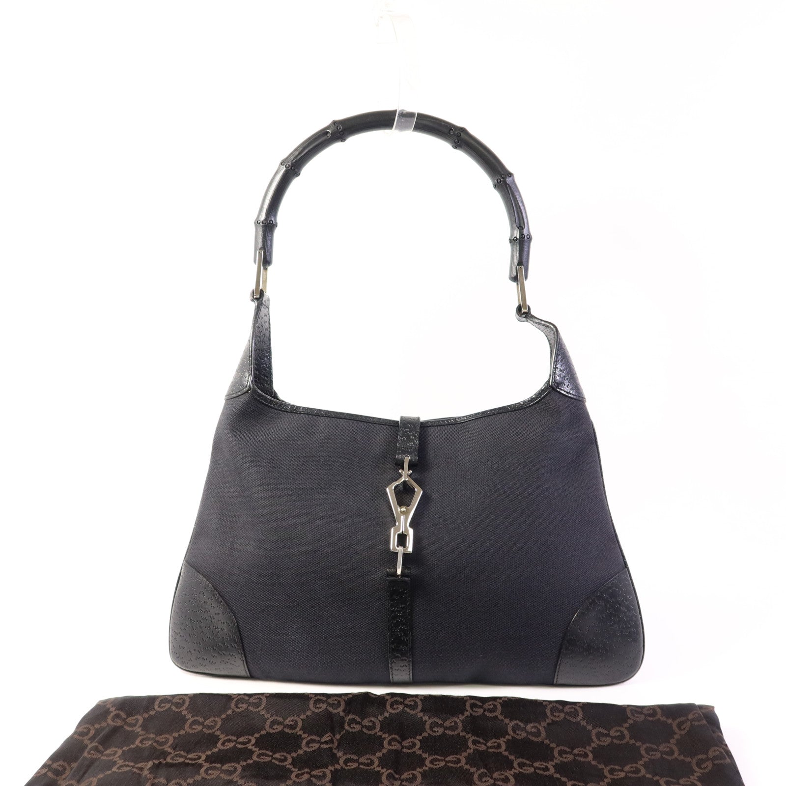 GUCCI 帆布Jackie 1961銀扣肩背袋