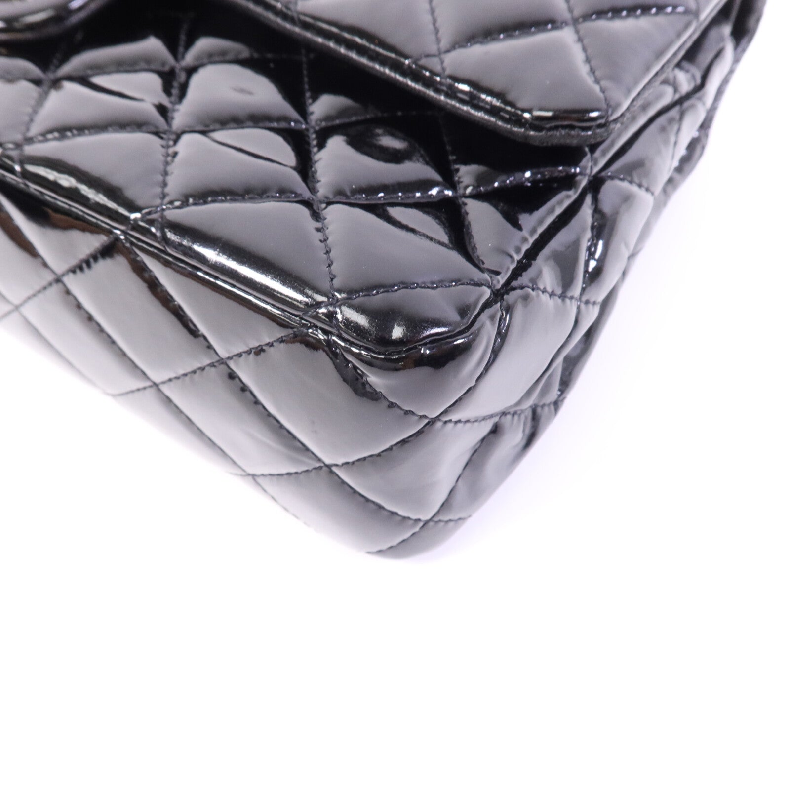 CHANEL 漆皮皮革Classic 25銀扣鏈帶肩背袋