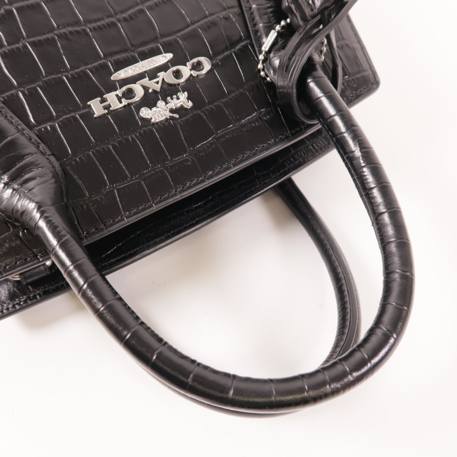 COACH 皮革Tote Bag銀扣手挽袋