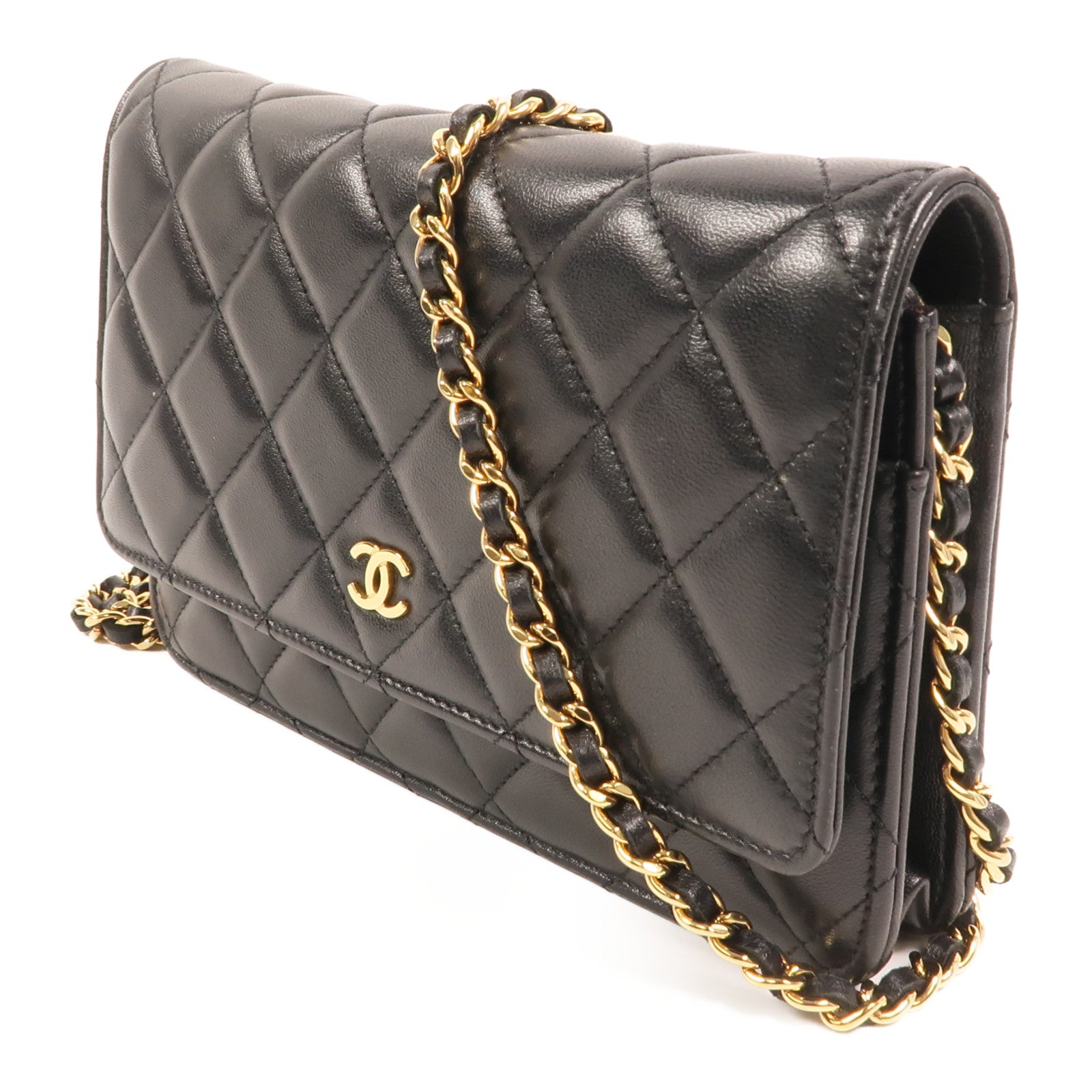 CHANEL 羊皮皮革Wallet On Chain金扣鏈帶肩背袋