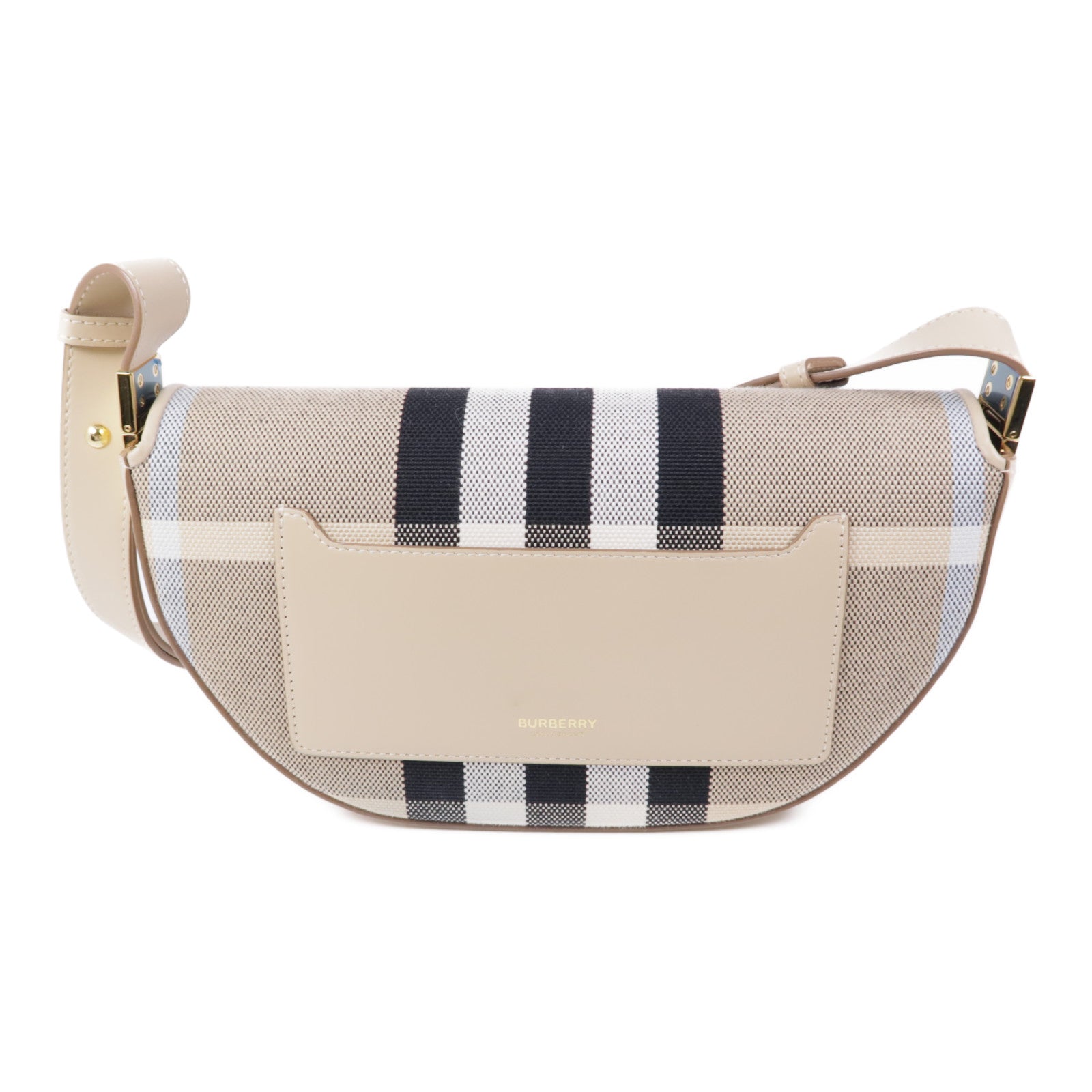 BURBERRY 帆布/皮革Olympia金扣肩背袋