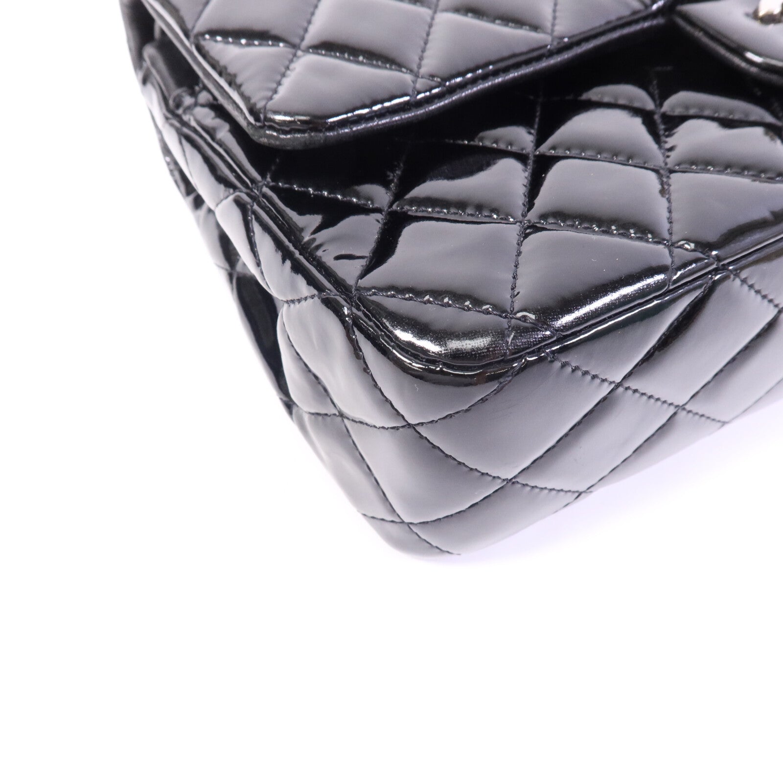 CHANEL 漆皮皮革Classic 25銀扣鏈帶肩背袋