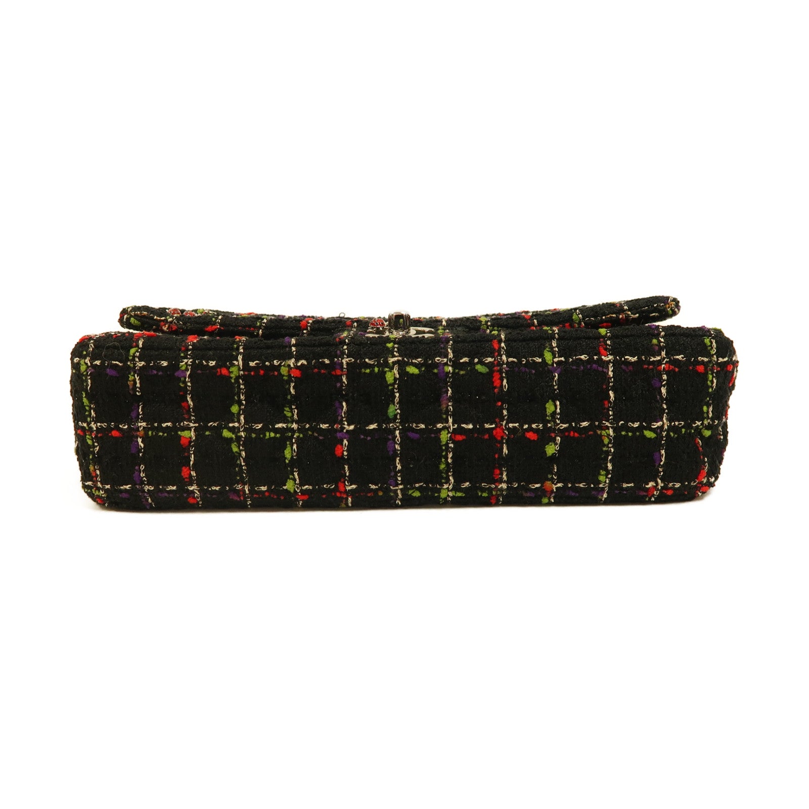 CHANEL 軟呢Classic Flap 25cm銀扣鏈帶肩背袋黑色
