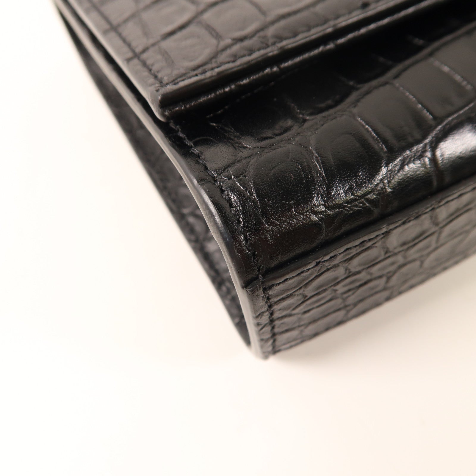 SAINT LAURENT 牛皮皮革Shoulder Bag銀扣鏈帶肩背袋