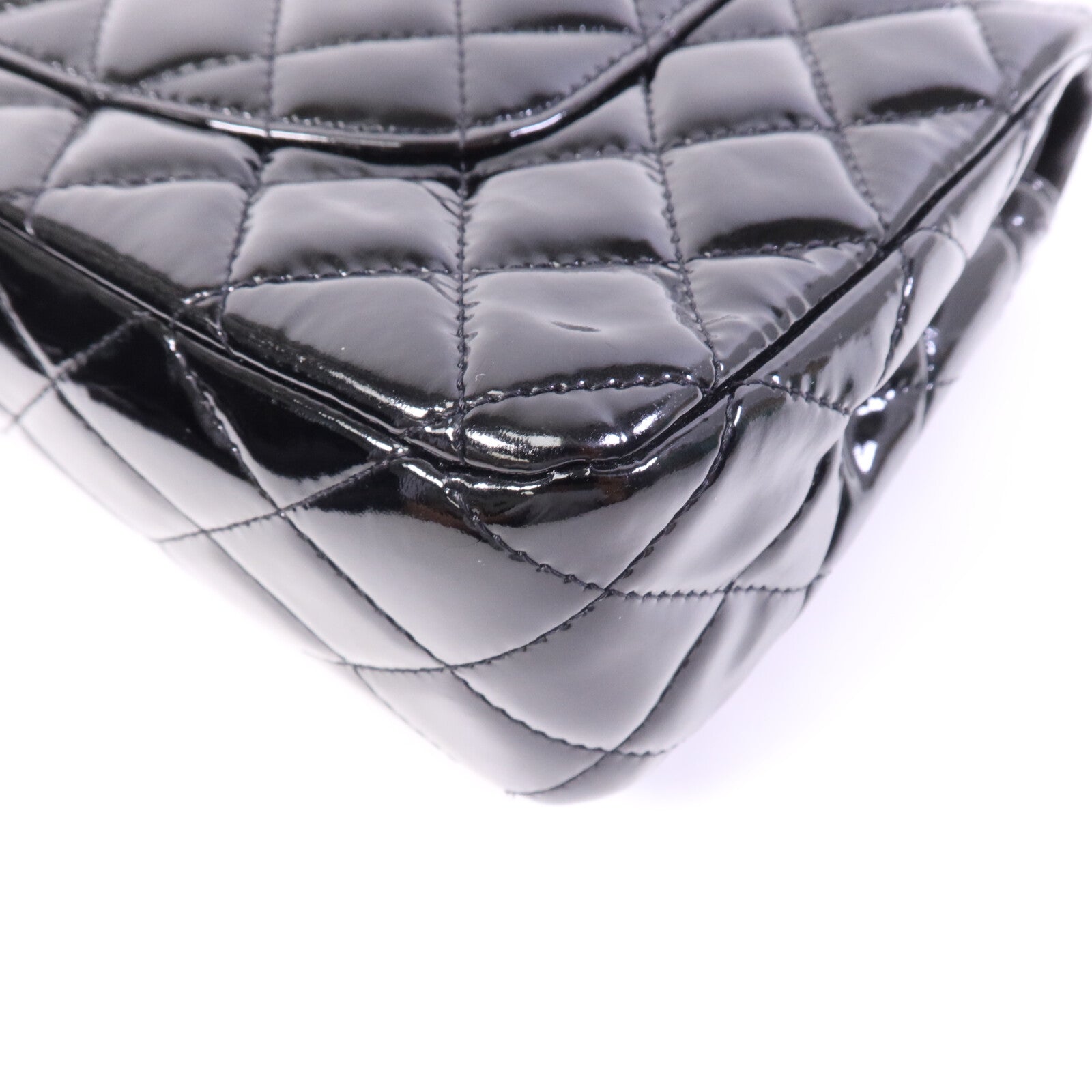 CHANEL 漆皮皮革Classic 25銀扣鏈帶肩背袋
