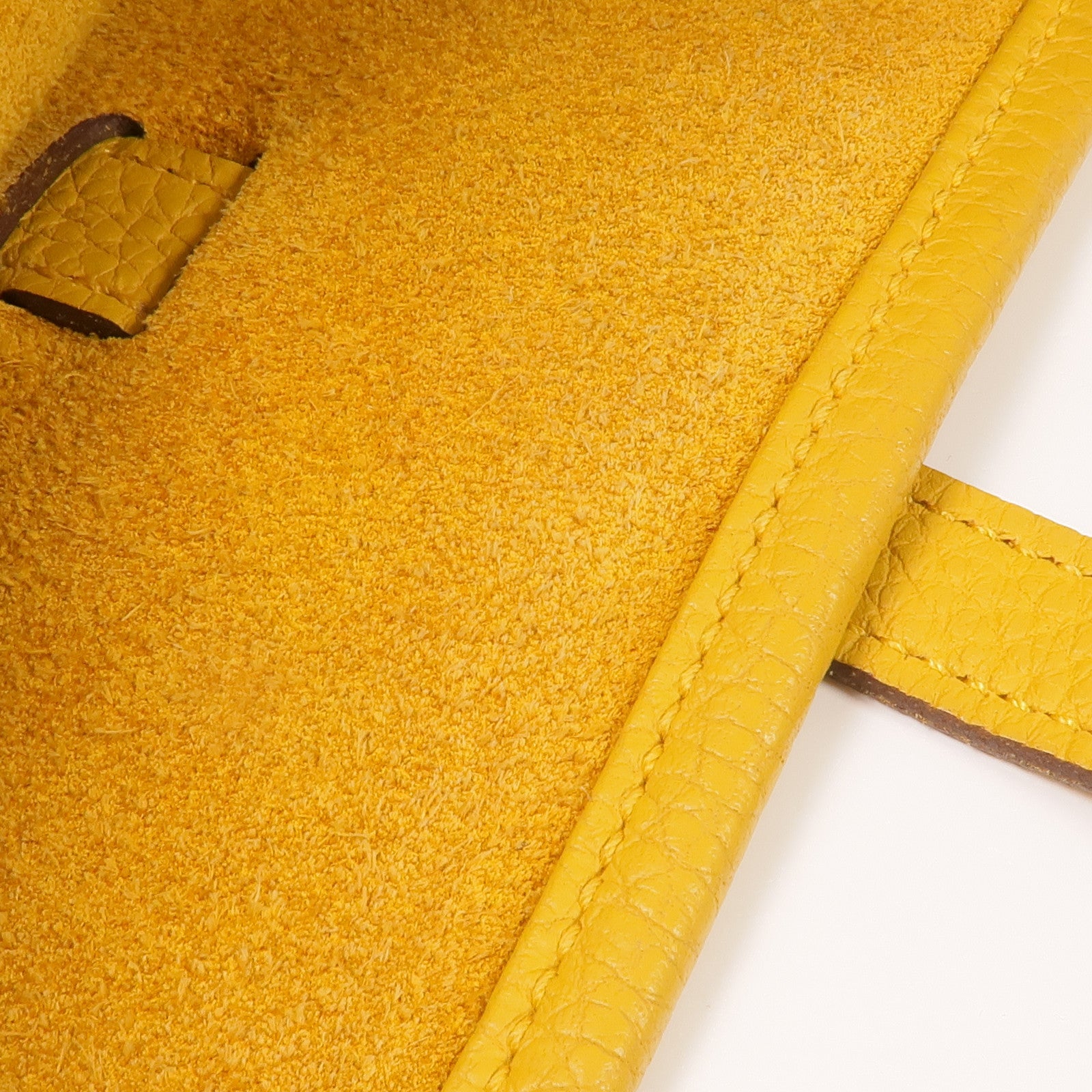 HERMES Clemence皮革Evelyne PM銀扣肩背袋Jaune Ambre