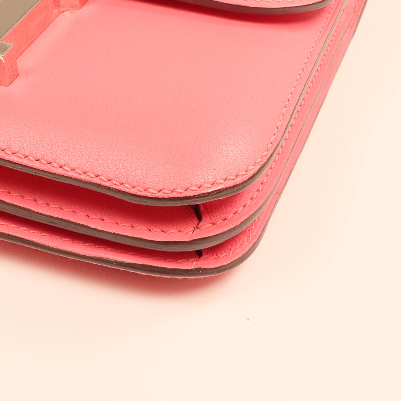 HERMES 【激減優惠】Swift皮革Mini Constance銀扣手挽肩背兩用袋Rose Azalee