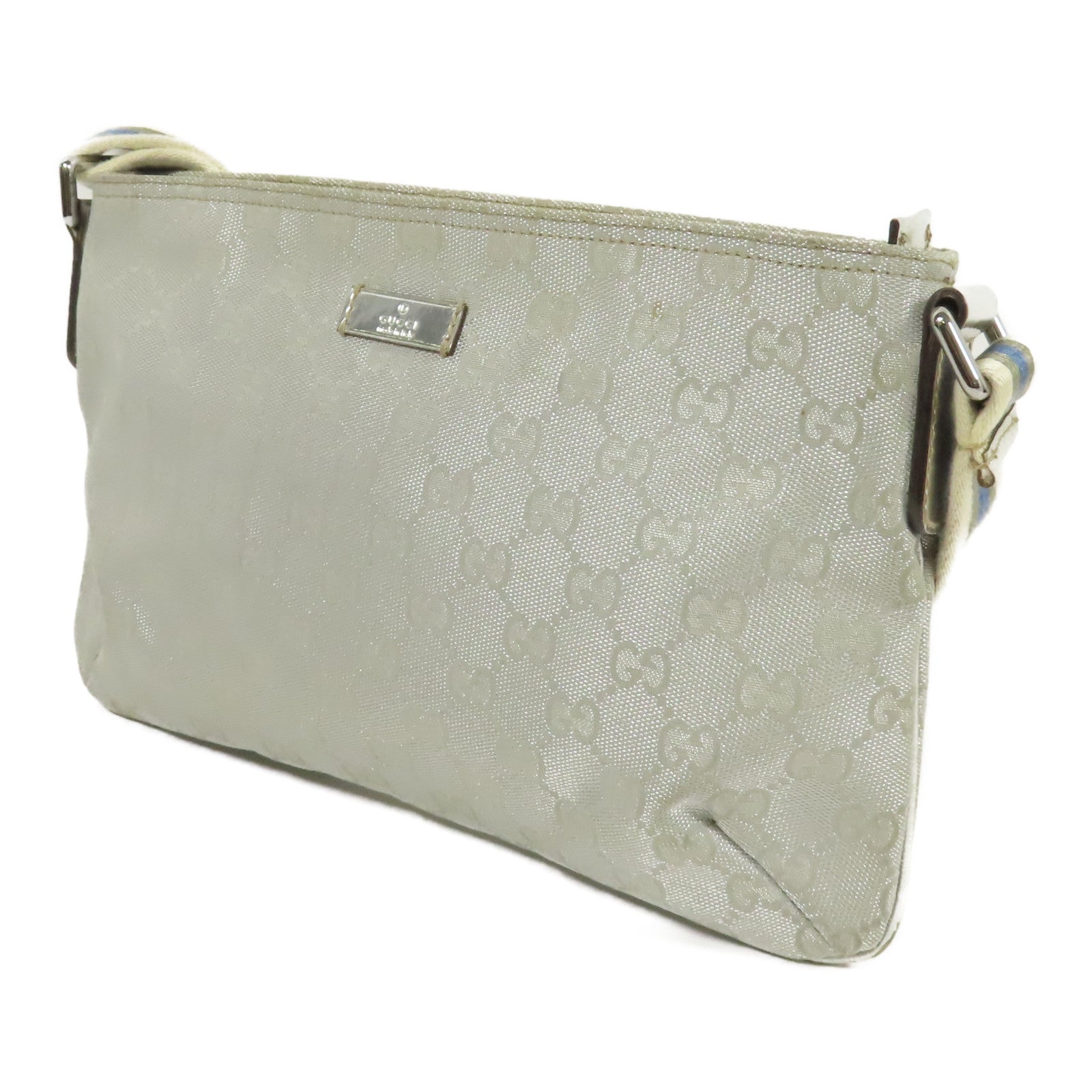 GUCCI 帆布Shoulder Bag銀扣肩背袋