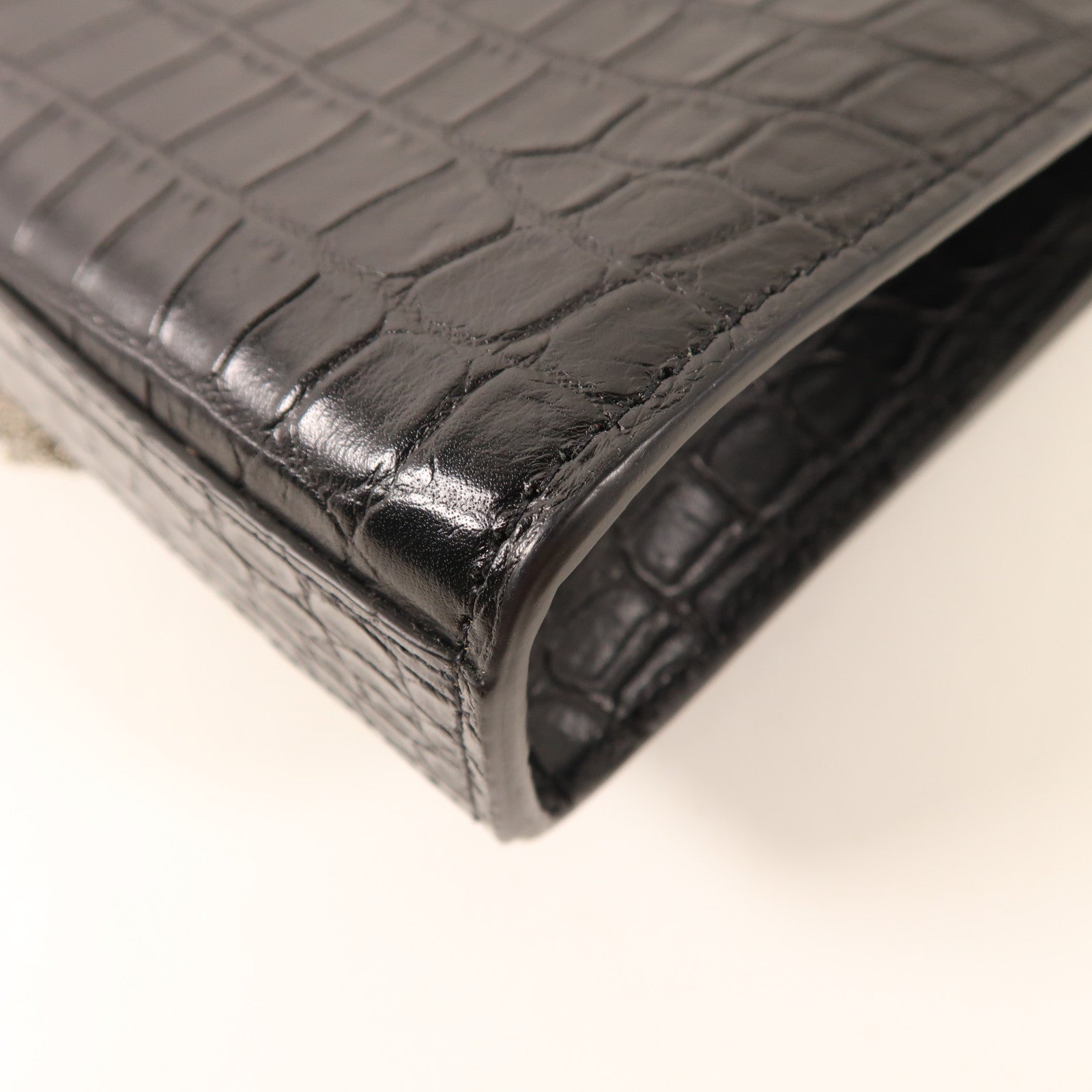 SAINT LAURENT 牛皮皮革Shoulder Bag銀扣鏈帶肩背袋