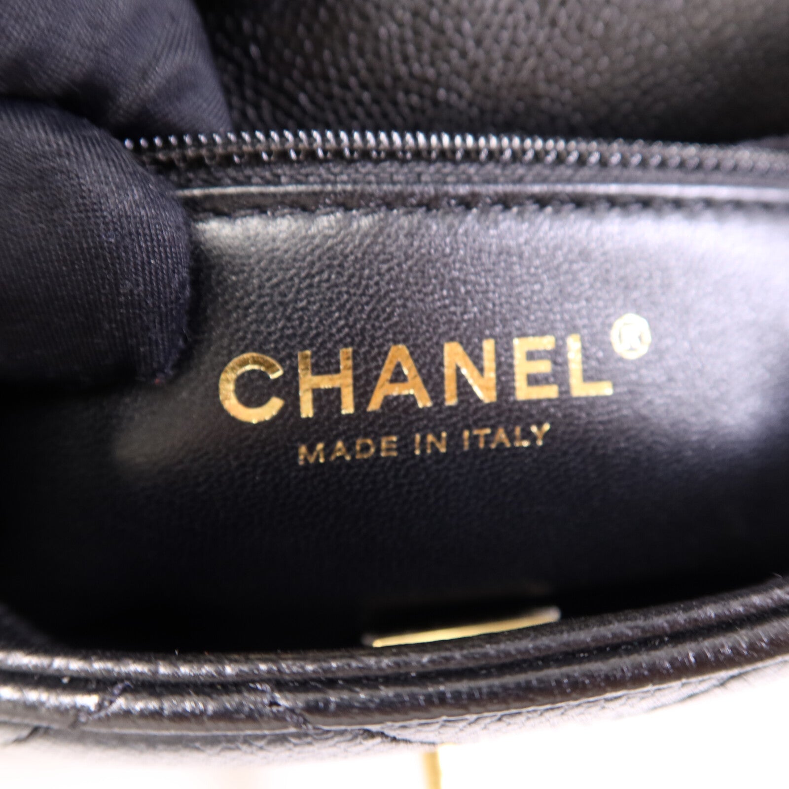 CHANEL 牛皮皮革Mini Flap金扣鏈帶肩背袋
