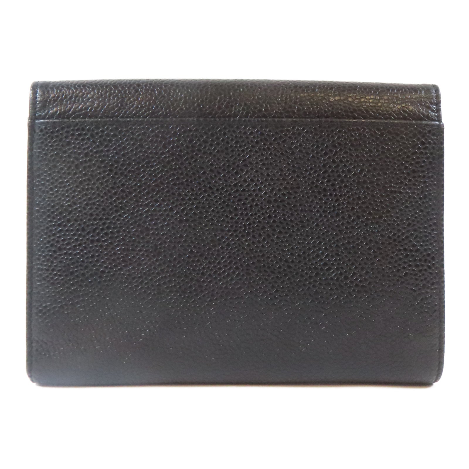 CHANEL Caviar皮革Trifold Wallet金扣錢包黑色
