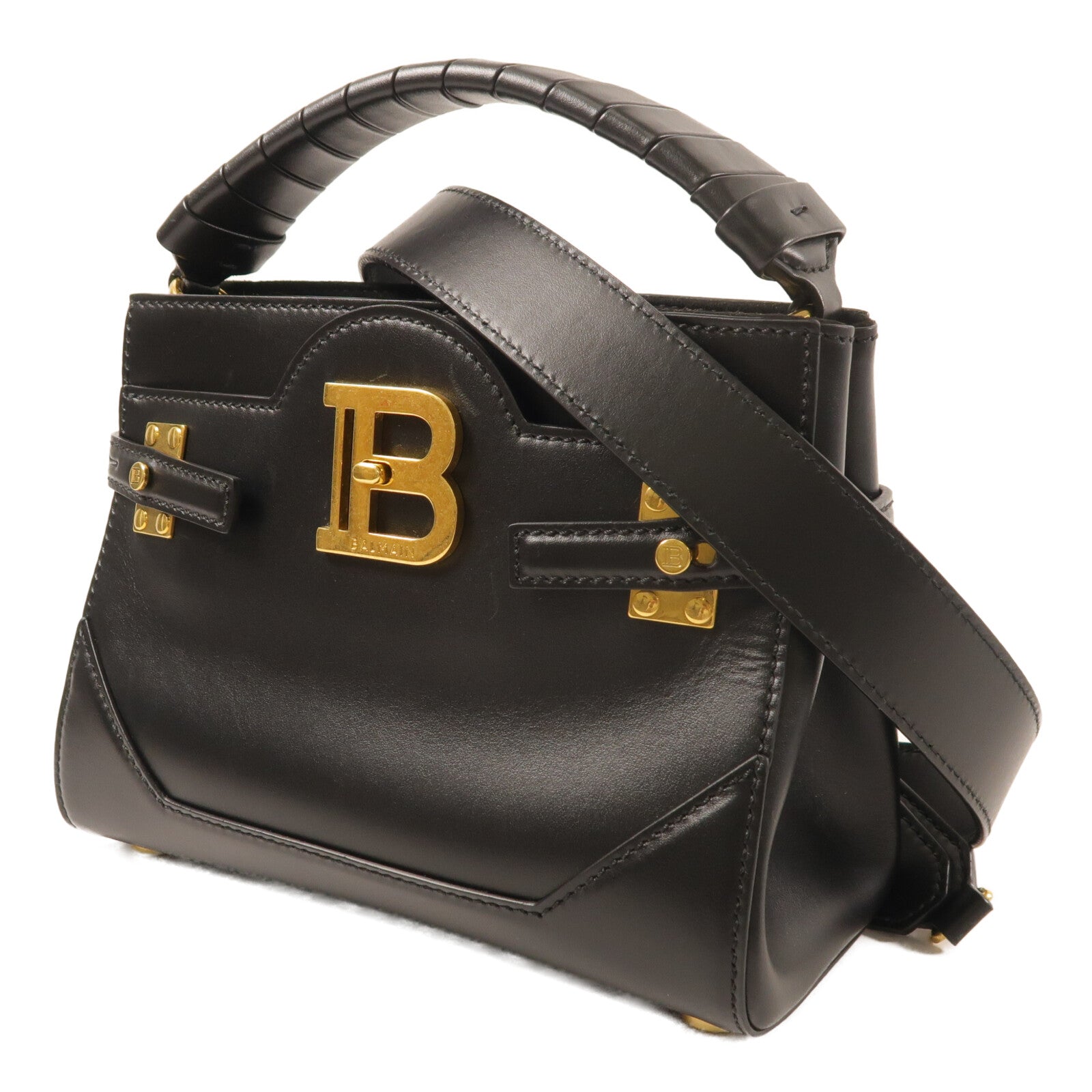 BALMAIN 牛皮皮革B-Buzz 22 Mini金扣手挽肩背兩用袋