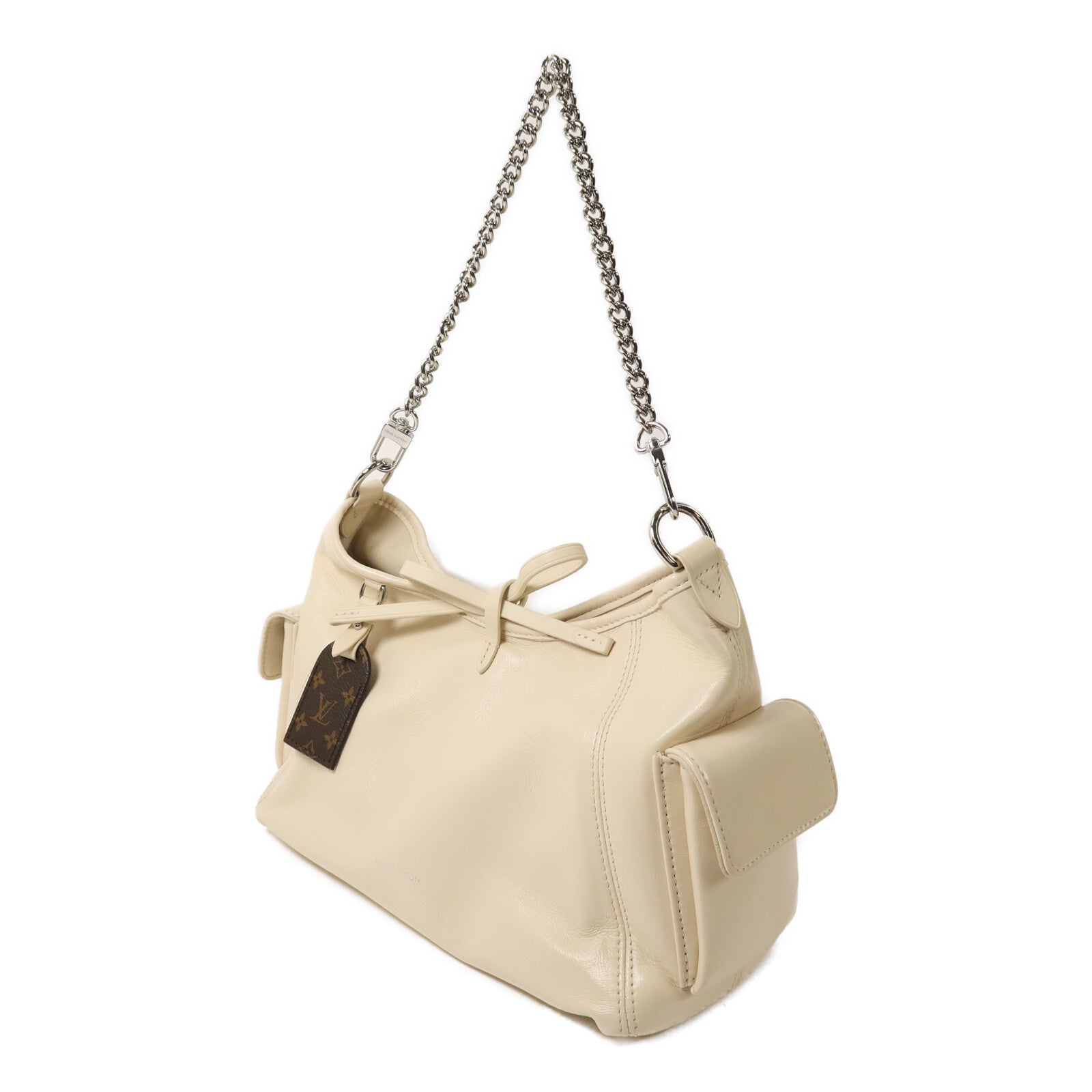 LOUIS VUITTON 羊皮皮革/Monogram CarryAll Cargo Vibe PM銀扣鏈帶手挽肩背兩用袋