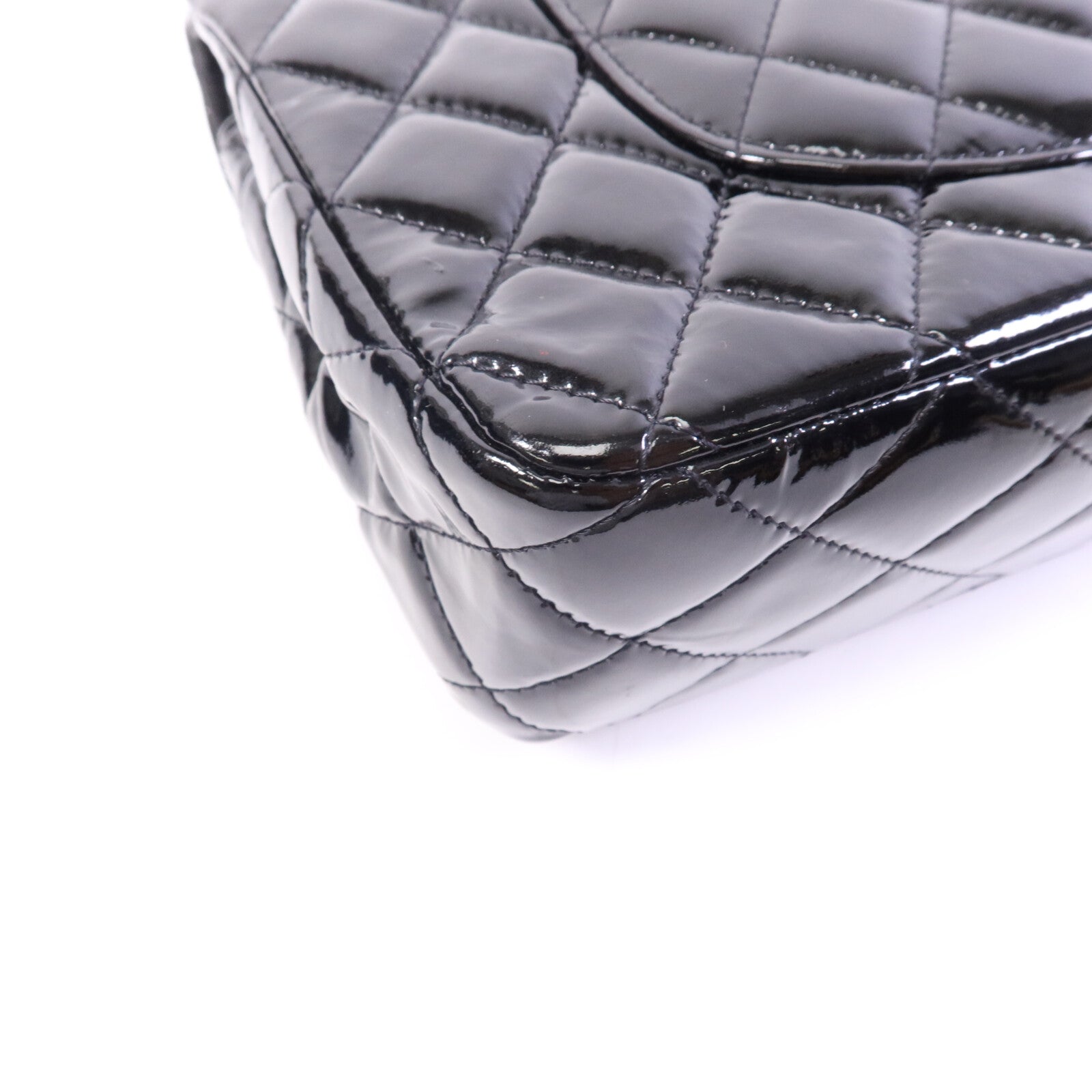 CHANEL 漆皮皮革Classic 25銀扣鏈帶肩背袋