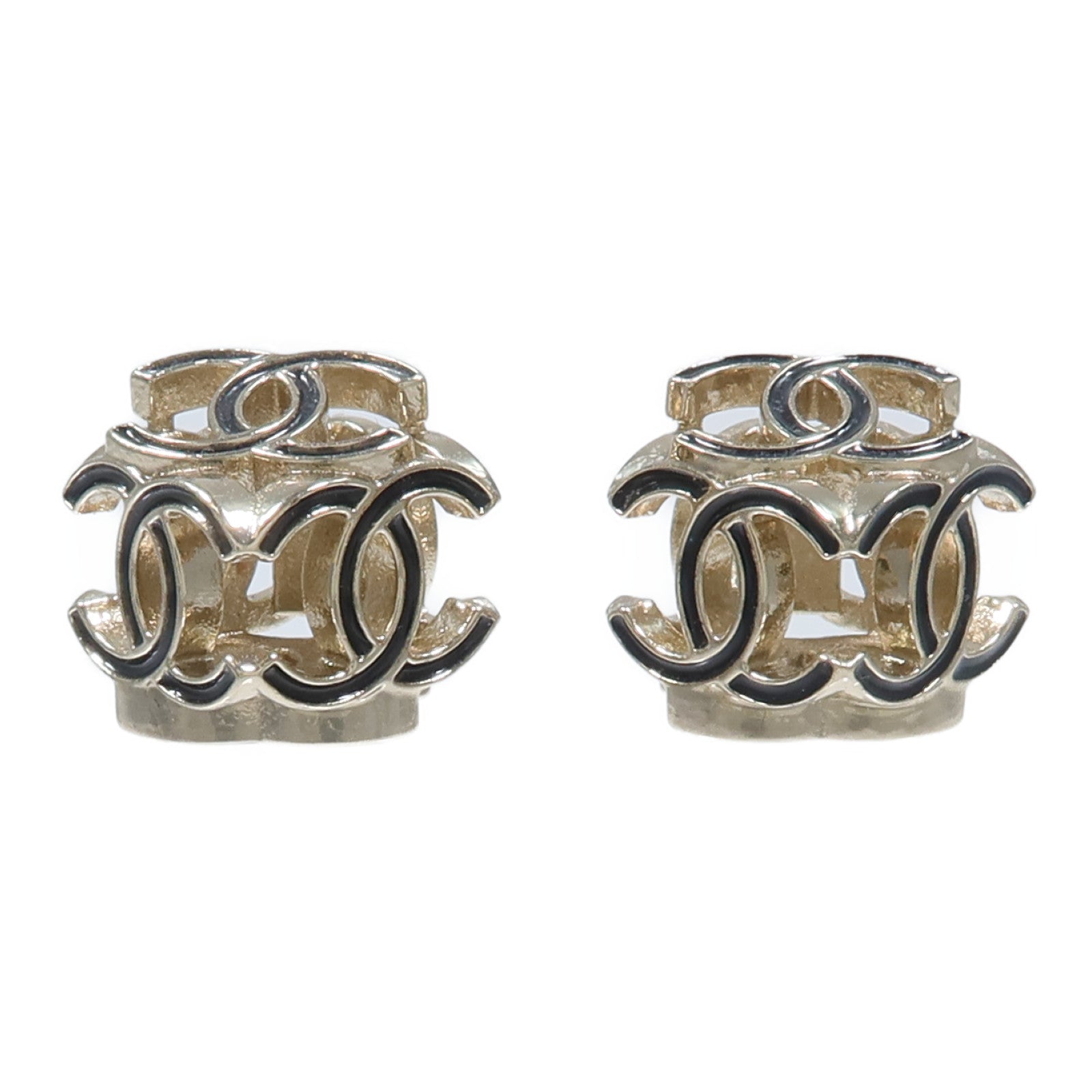 CHANEL 金屬CC Logo Cube耳環