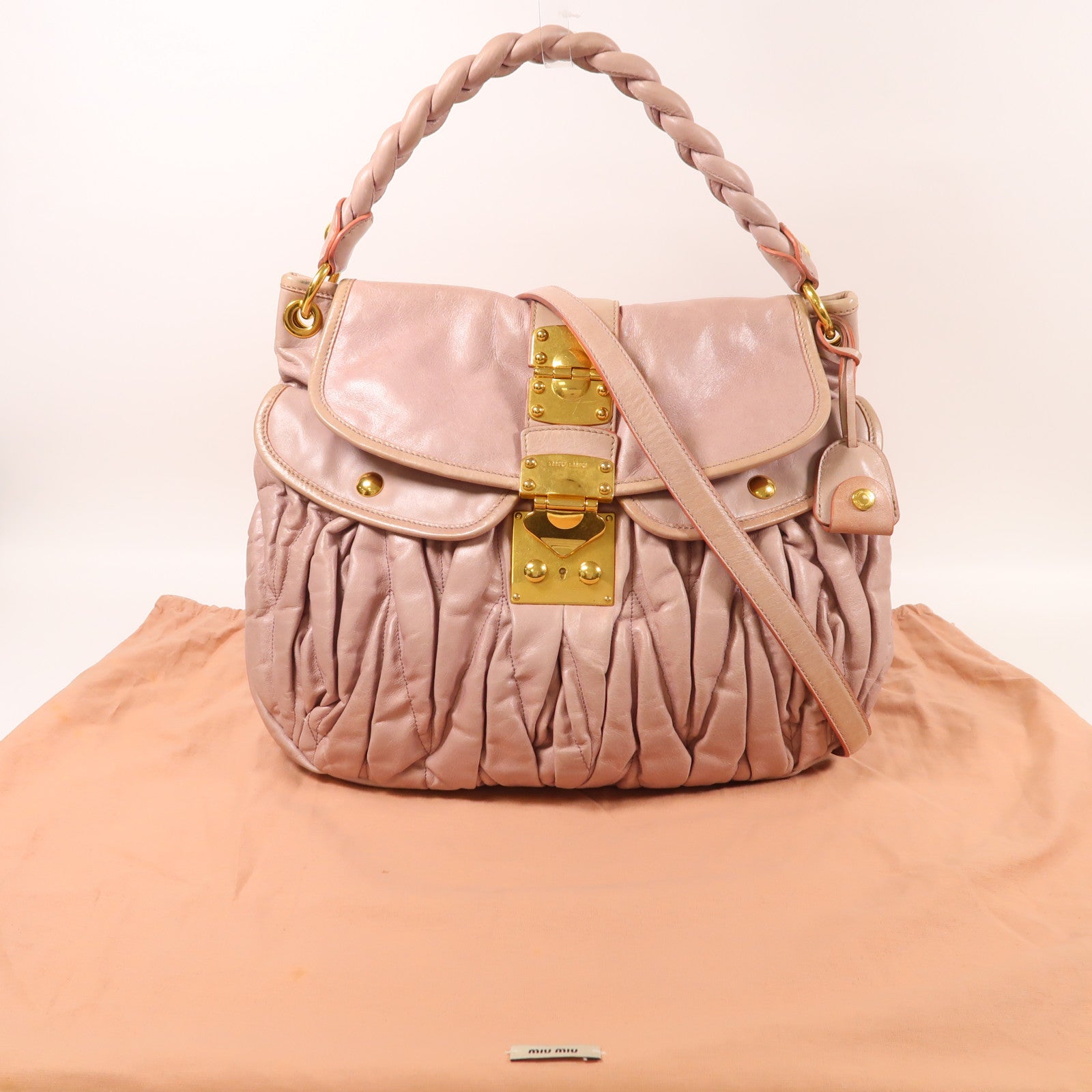 Miu Miu 牛皮皮革Matelasse Coffer金扣手挽肩背兩用袋