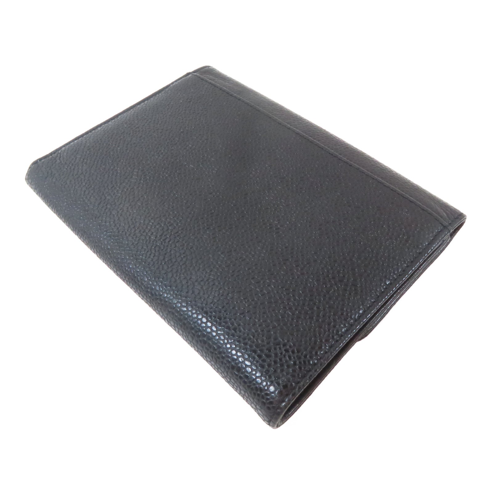 CHANEL Caviar皮革Trifold Wallet金扣錢包黑色