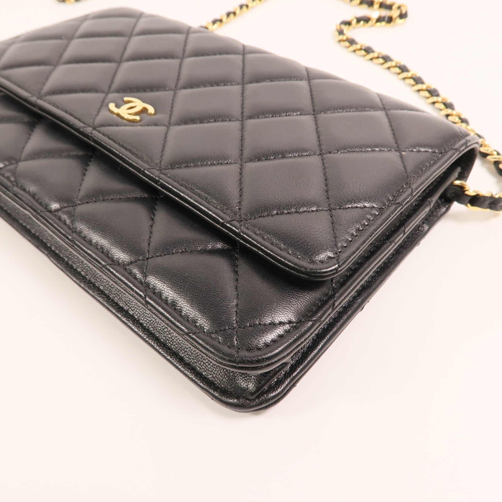 CHANEL 羊皮皮革Wallet On Chain金扣鏈帶肩背袋