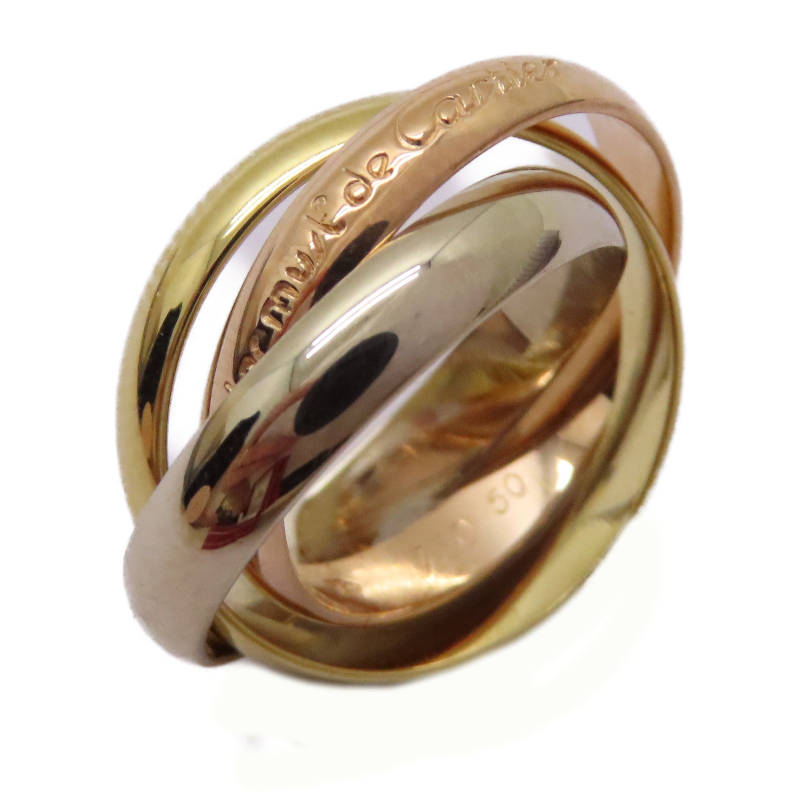 CARTIER 【激減優惠】18K黃金/白金/玫瑰金Trinity Ring戒指US#5.25/Cartier#50