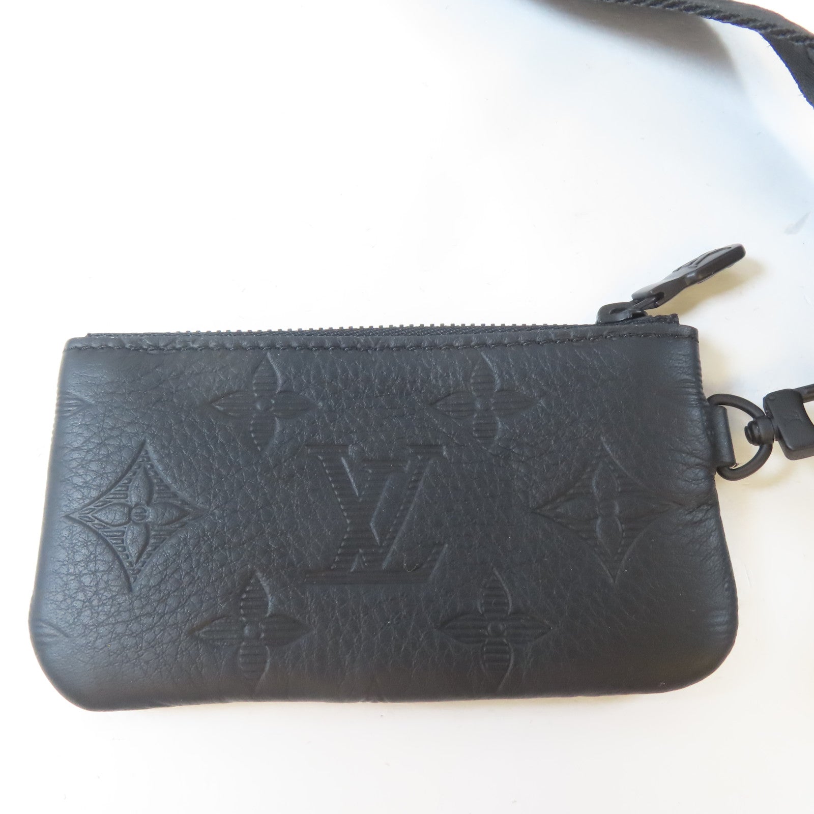 LOUIS VUITTON Monogram Shadow Trio Messenger黑扣肩背袋黑色
