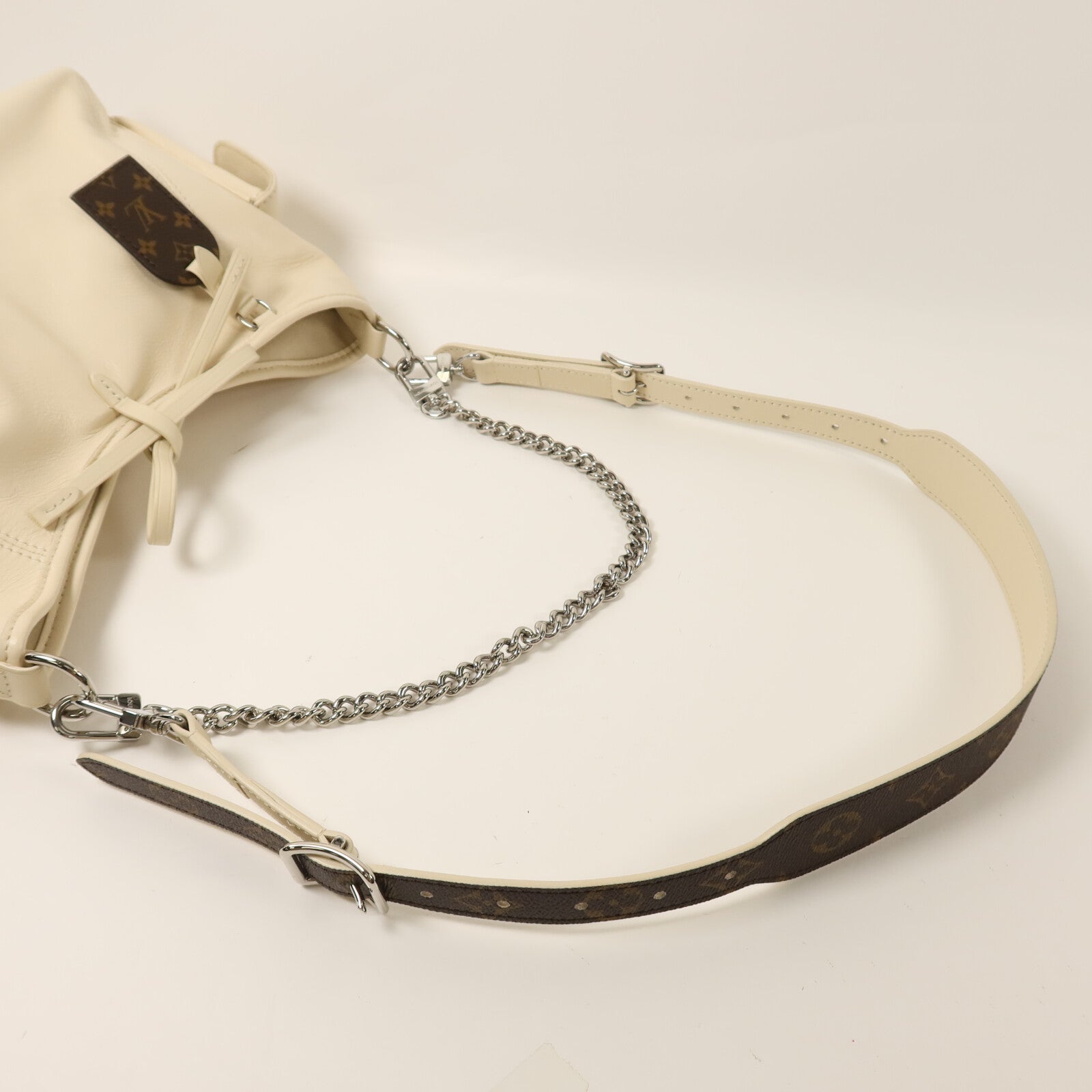 LOUIS VUITTON 羊皮皮革/Monogram CarryAll Cargo Vibe PM銀扣鏈帶手挽肩背兩用袋