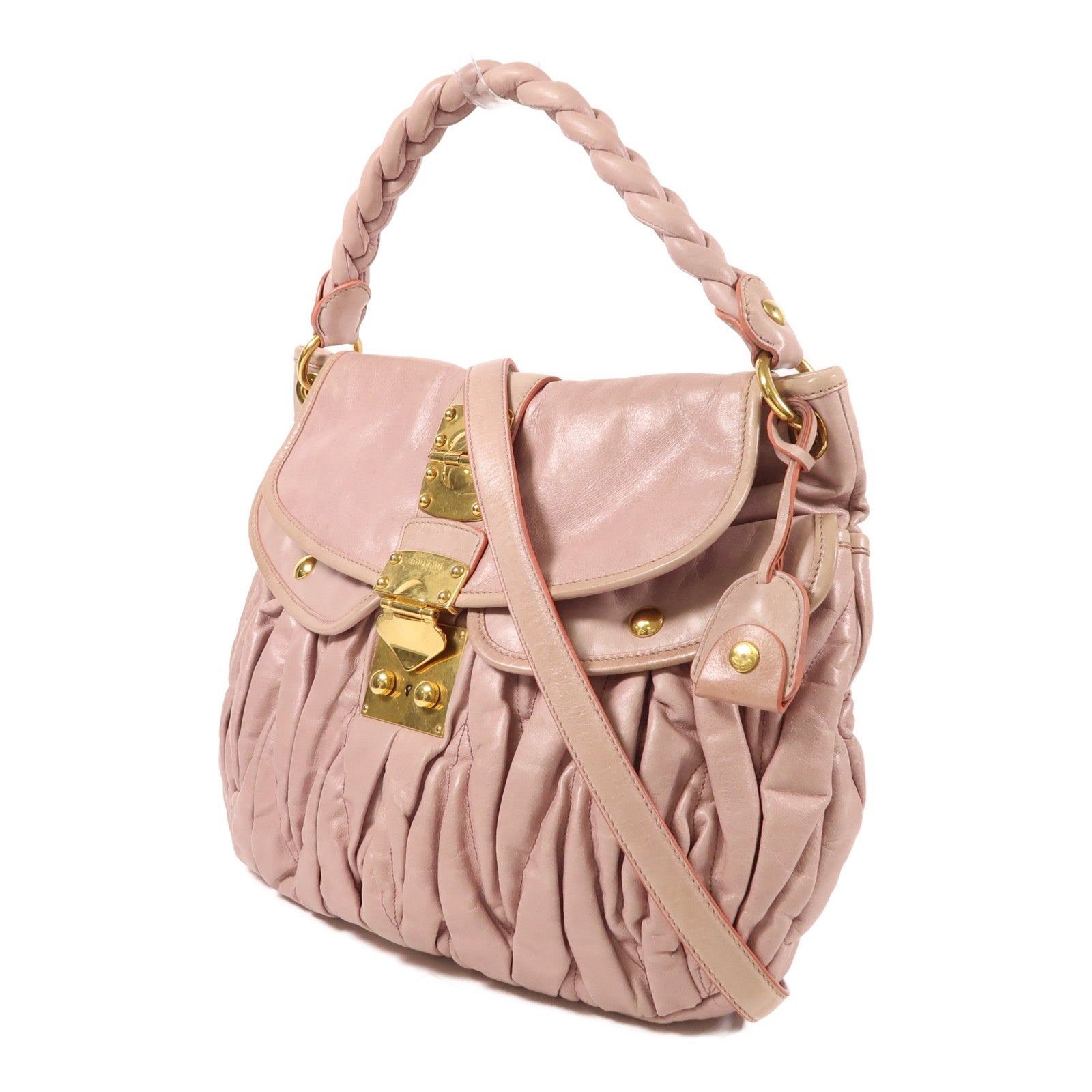 Miu Miu 牛皮皮革Matelasse Coffer金扣手挽肩背兩用袋