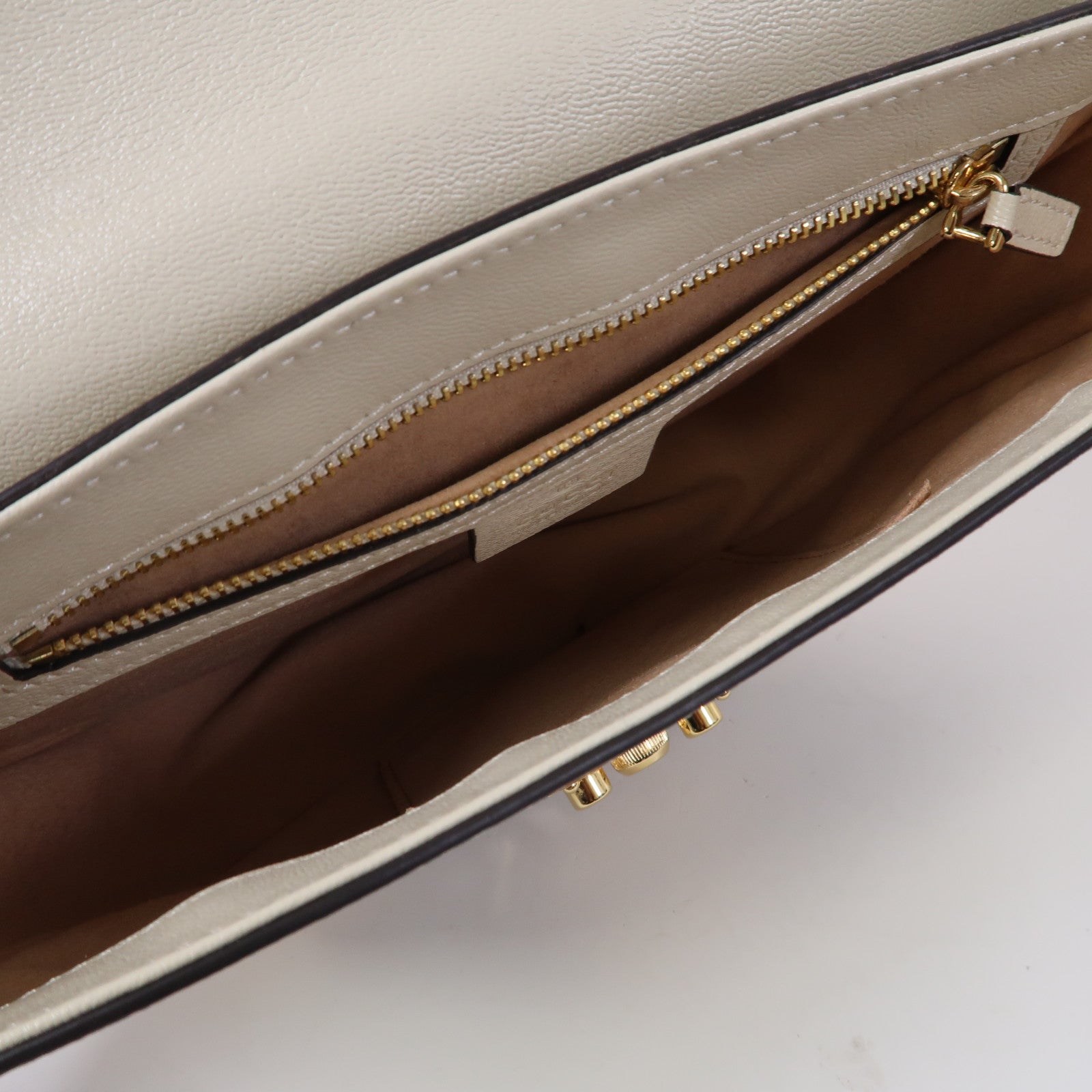 GUCCI 【激減優惠】牛皮皮革/塗層帆布Padlock Shoulder Bag金扣肩背袋黃色/白色