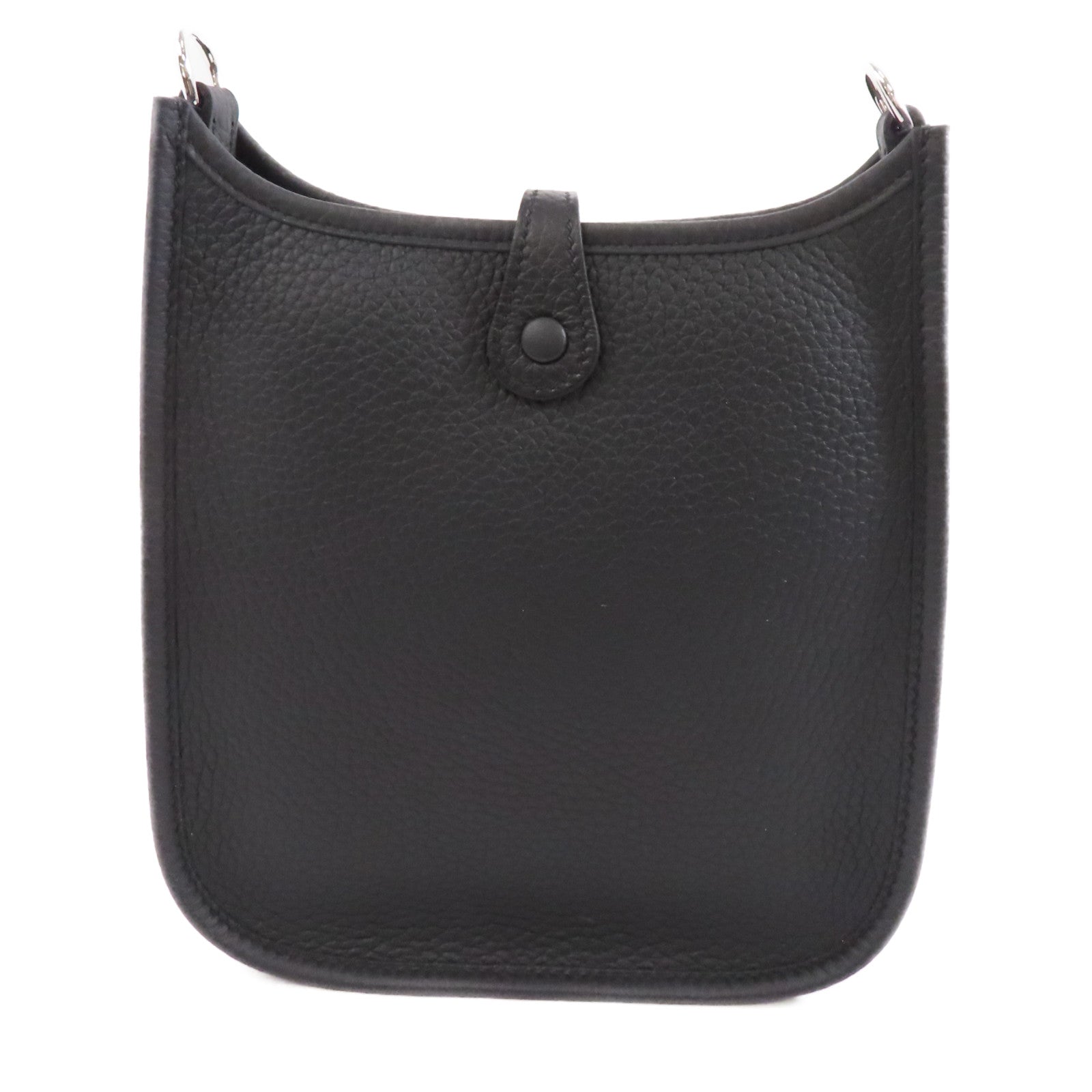 HERMES Clemence皮革Evelyne TPM銀扣肩背袋Noir/黑色