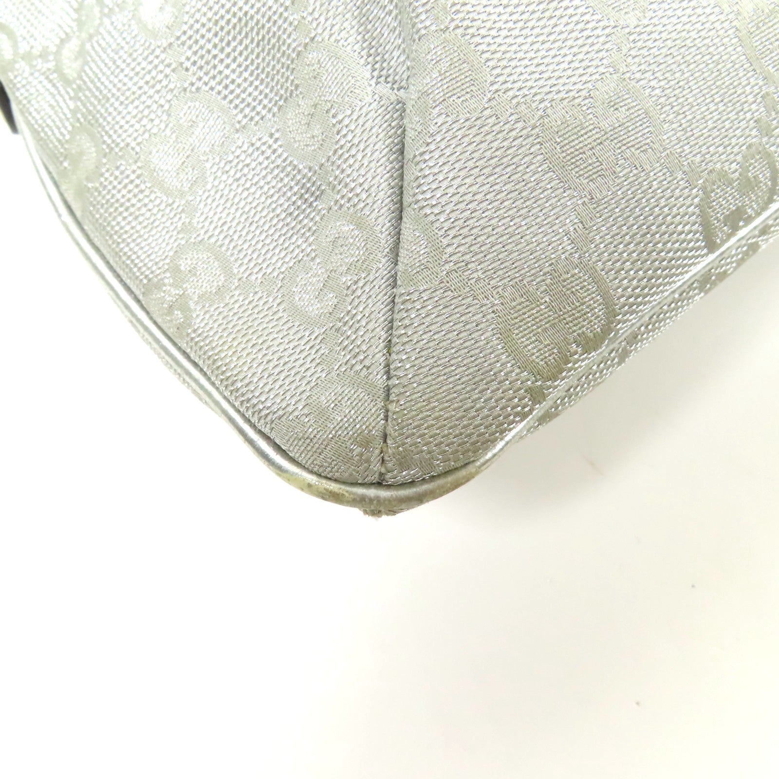 GUCCI GG SHW Shoulder Bag Canvas Silver