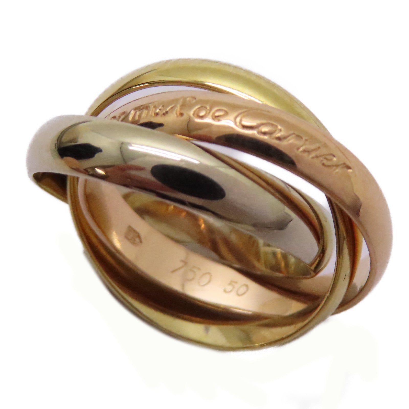 CARTIER 【激減優惠】18K黃金/白金/玫瑰金Trinity Ring戒指US#5.25/Cartier#50