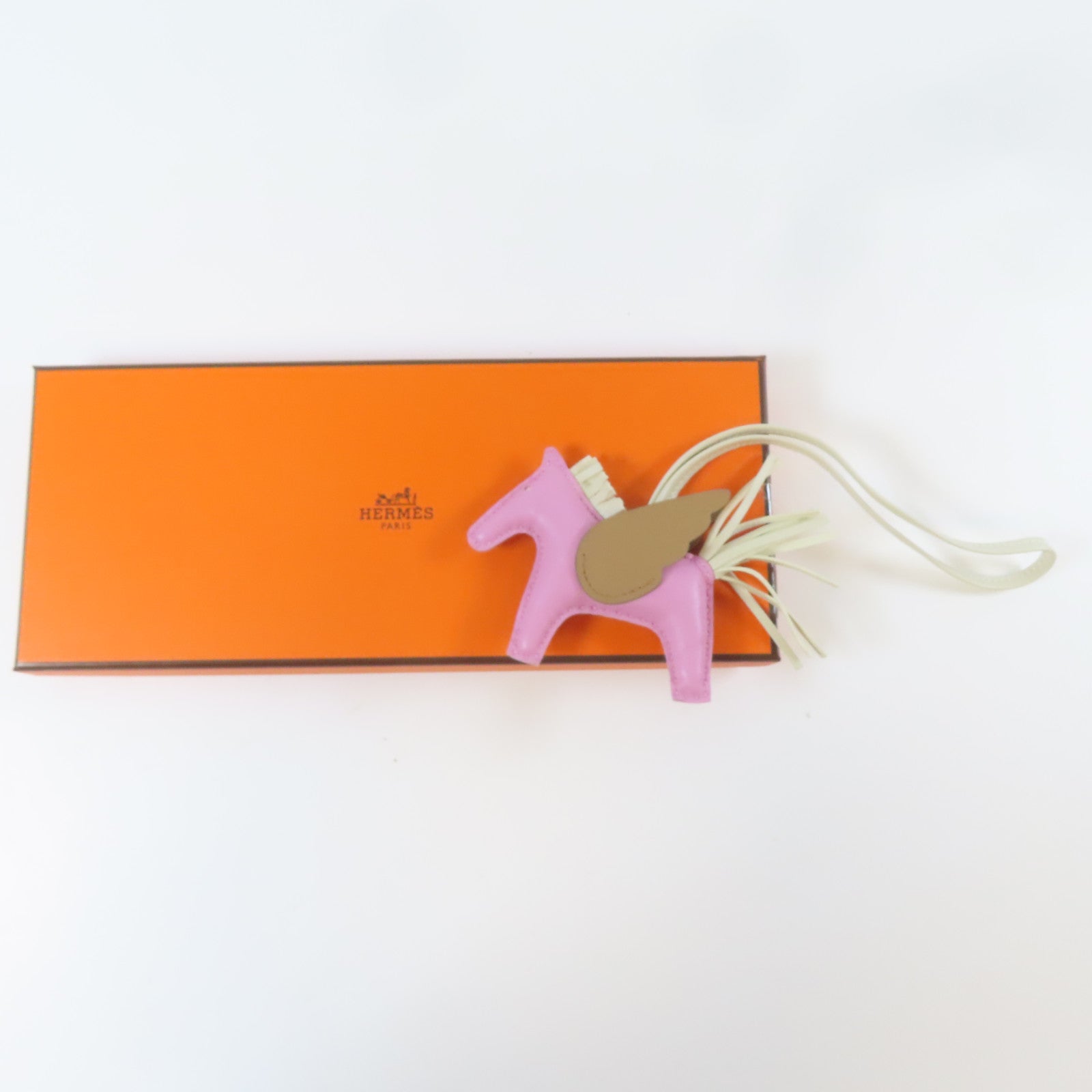 HERMES Swift皮革Rodeo Pegase PM掛飾錦葵紫色/啡色/白色