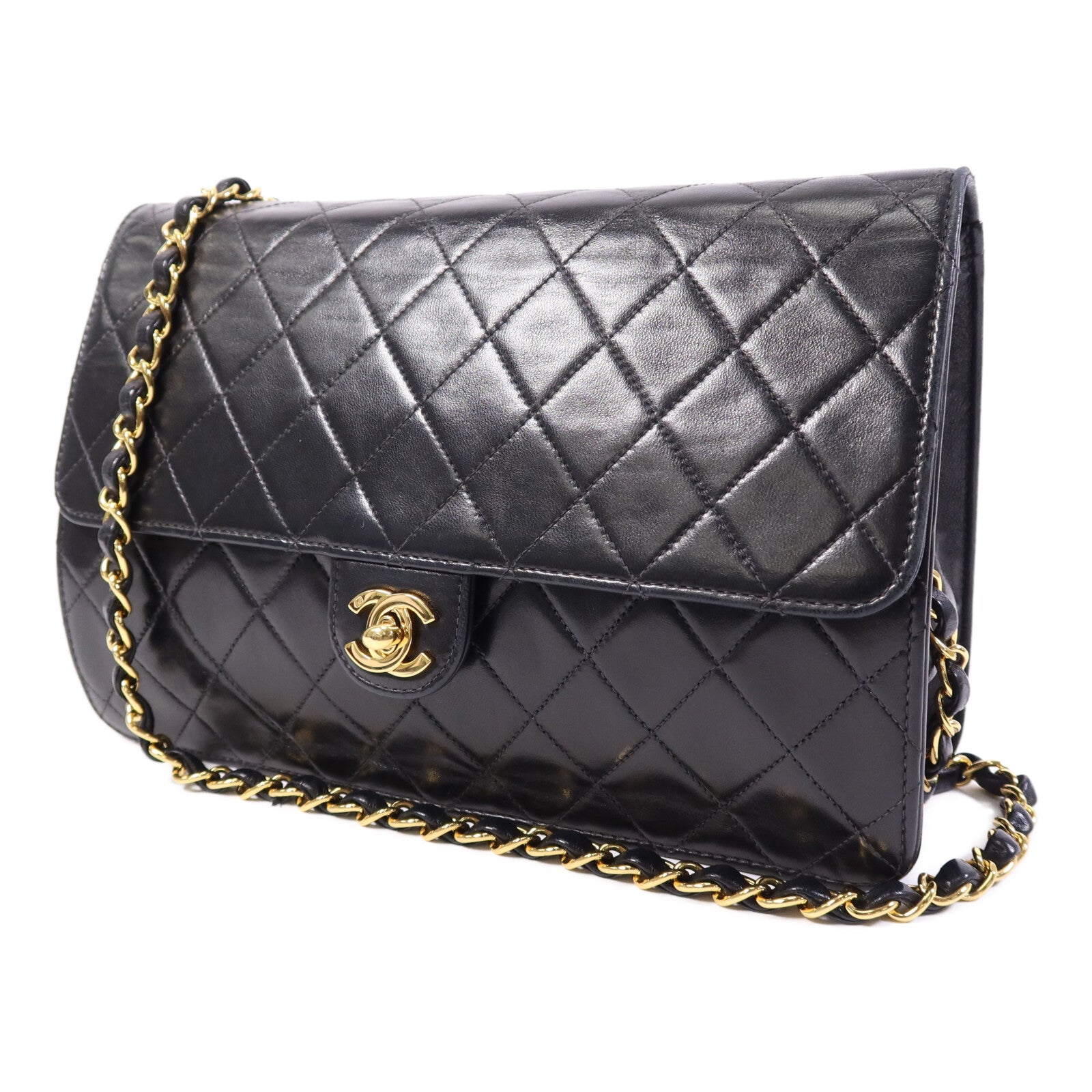 CHANEL 羊皮皮革Vintage Chain Shoulder Bag金扣鏈帶肩背袋