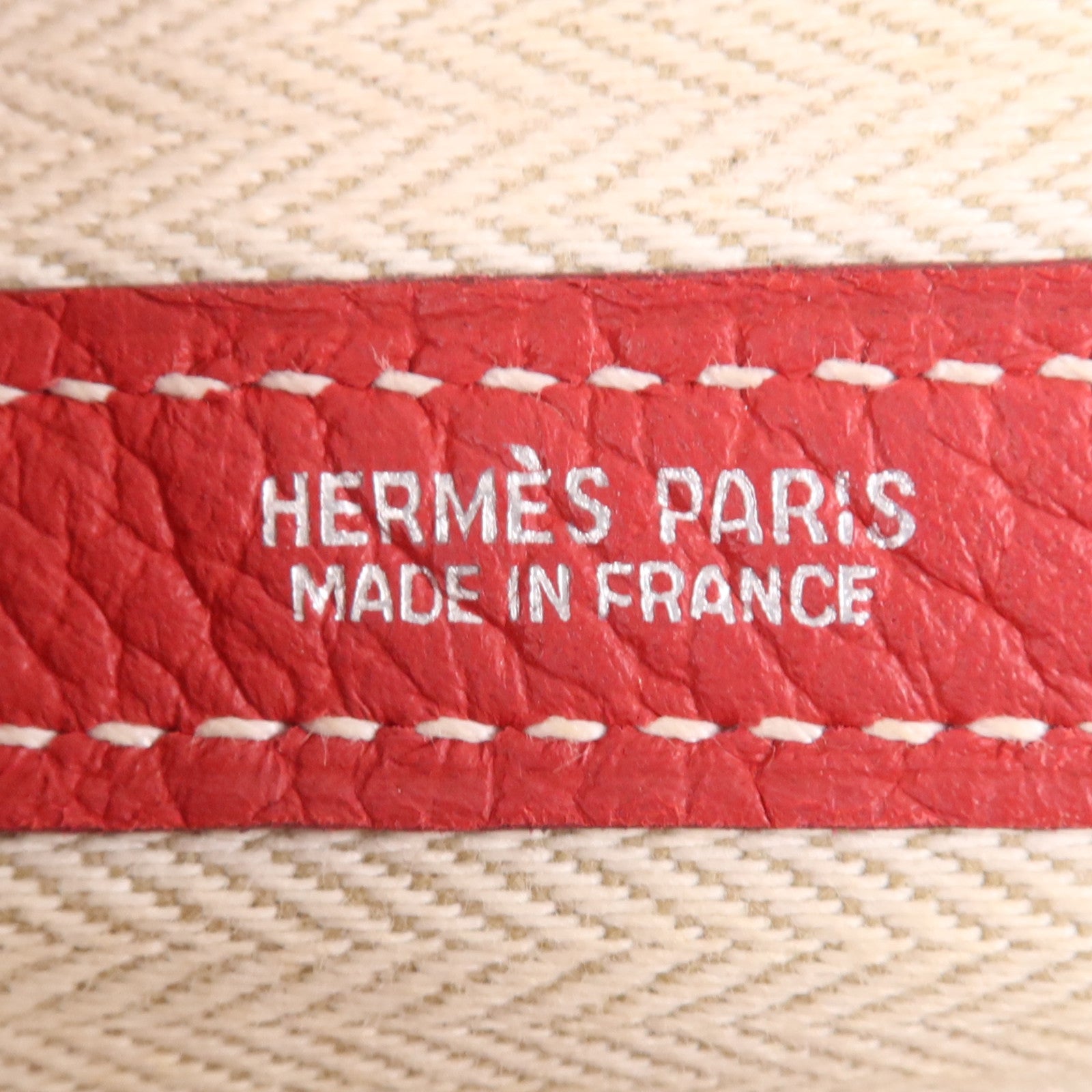 HERMES Negonda皮革Garden Party PM銀扣手挽袋Rouge Casaque