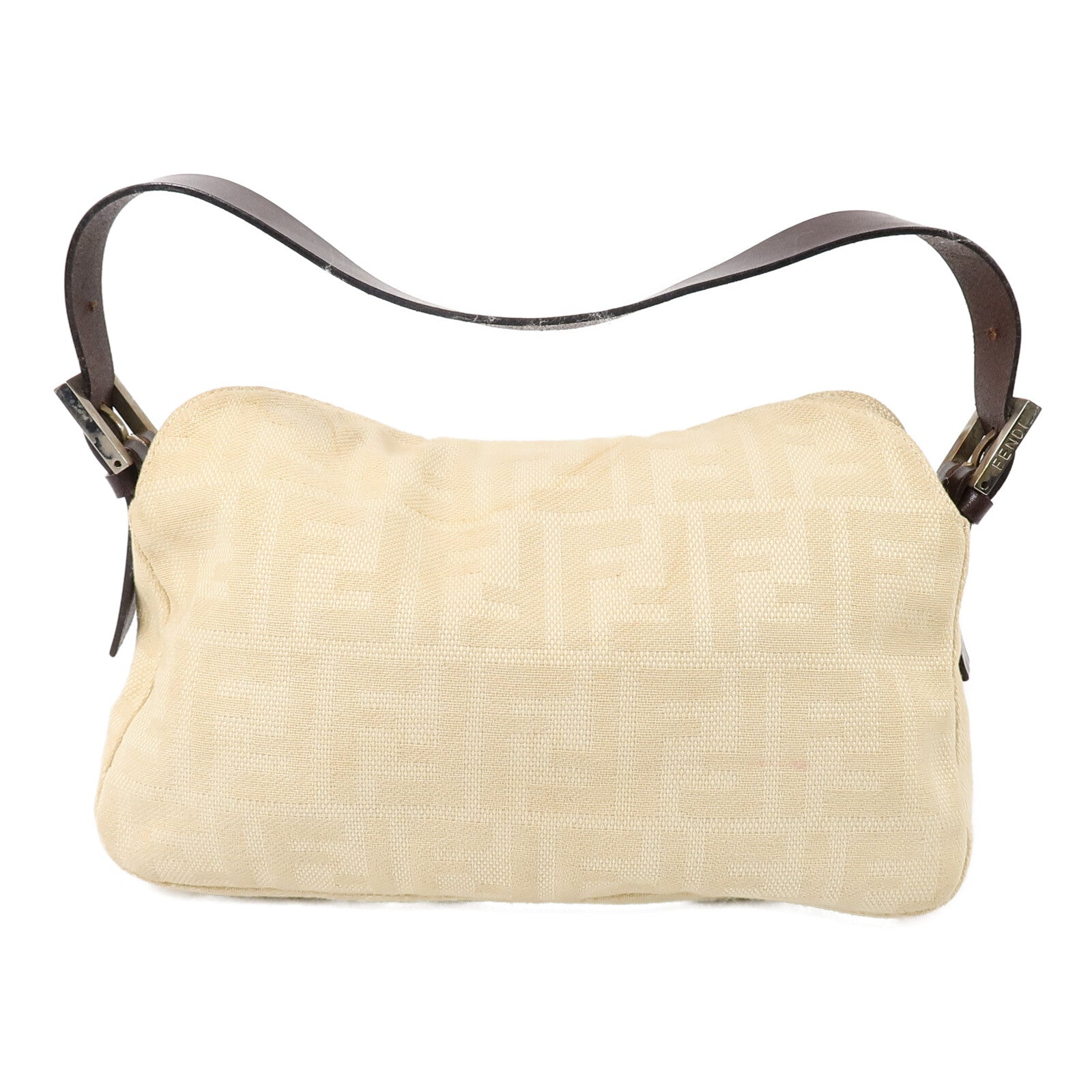 FENDI 帆布/牛皮皮革Zucca Double Flap Mamma肩背袋
