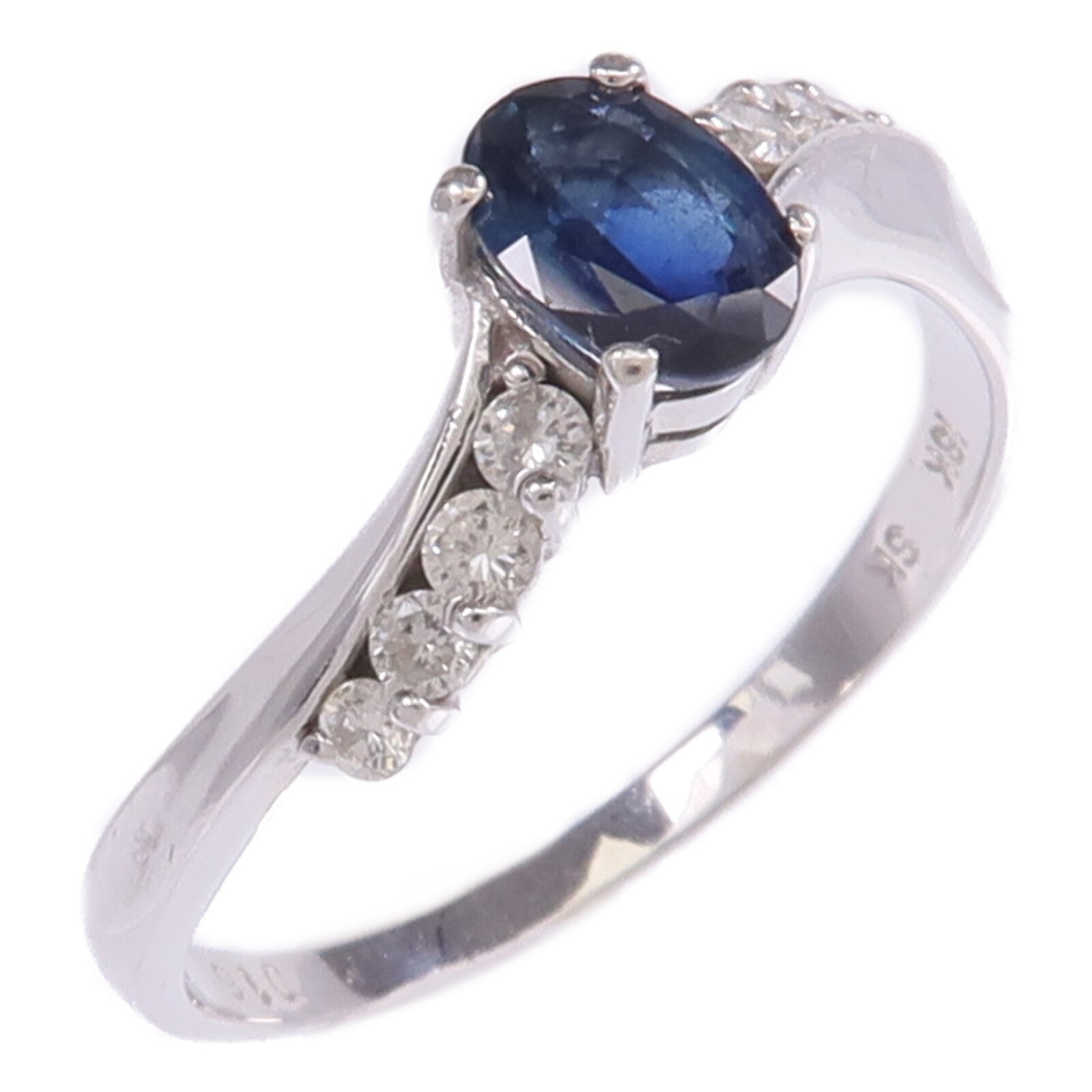 JEWELRY 【激減優惠】18K白金Sapphire Diamond Ring藍寶石/鑽石戒指US#7.25